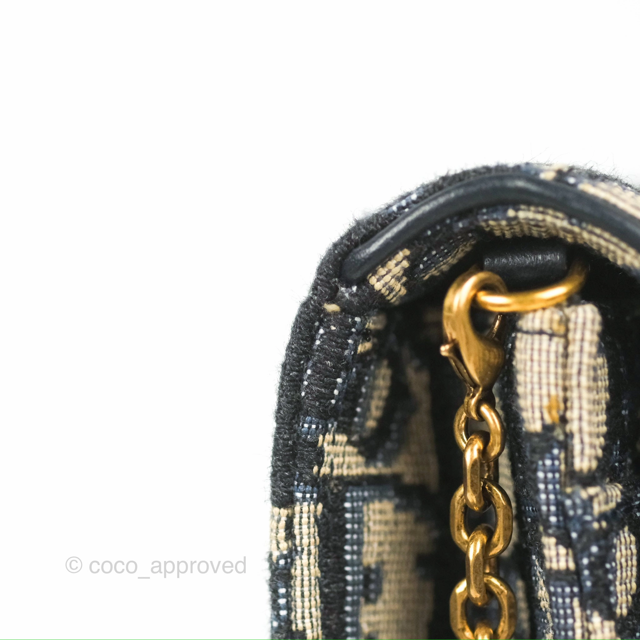 Christian Dior Saddle Chain Pouch Navy Oblique Jacquard