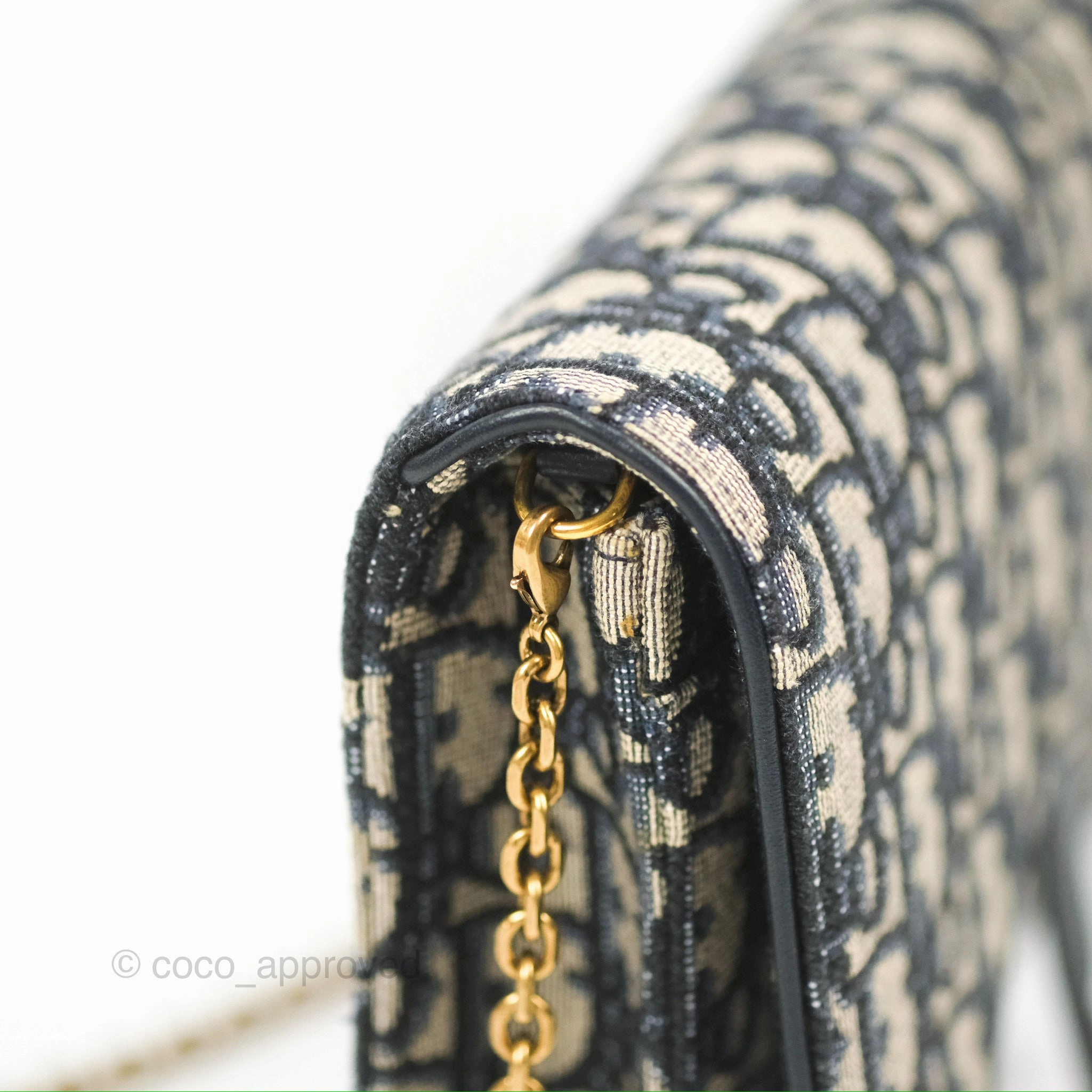 Christian Dior Saddle Chain Pouch Navy Oblique Jacquard