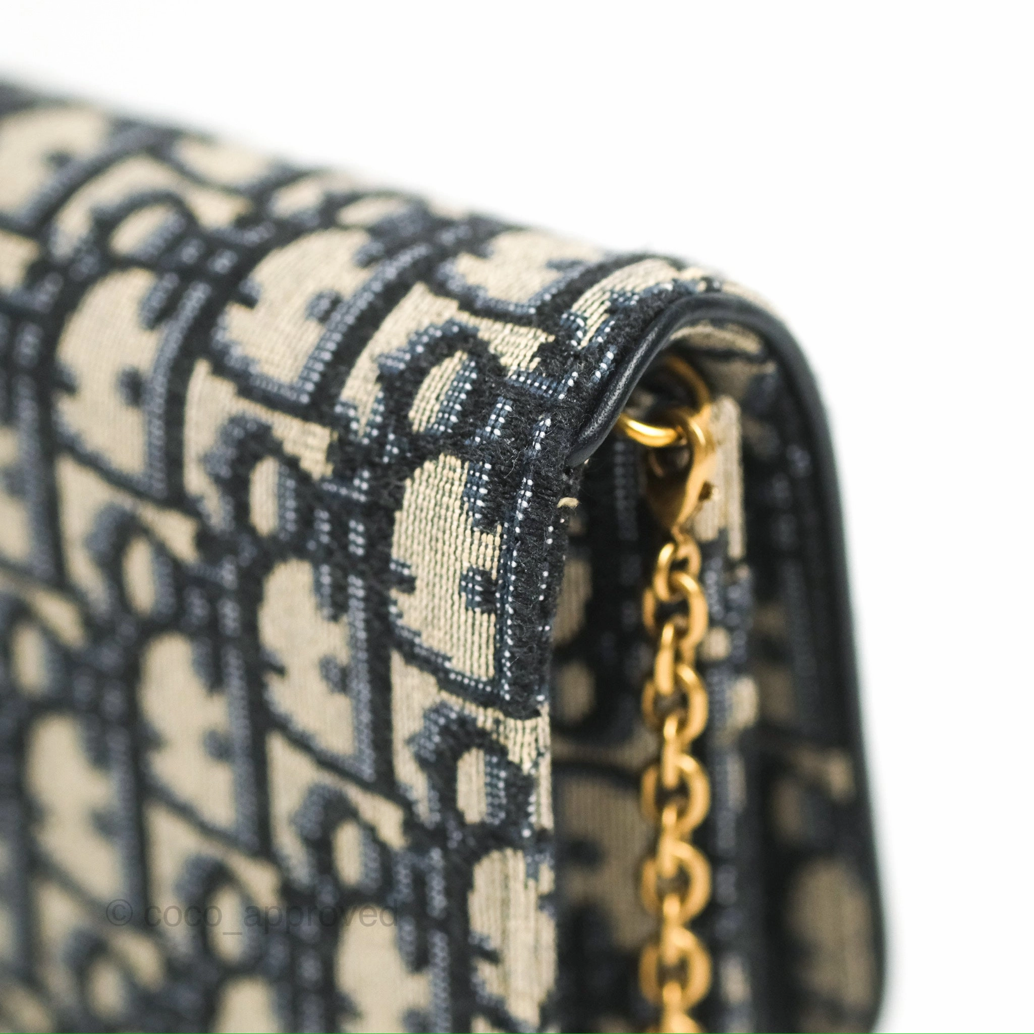 Christian Dior Saddle Chain Pouch Navy Oblique Jacquard
