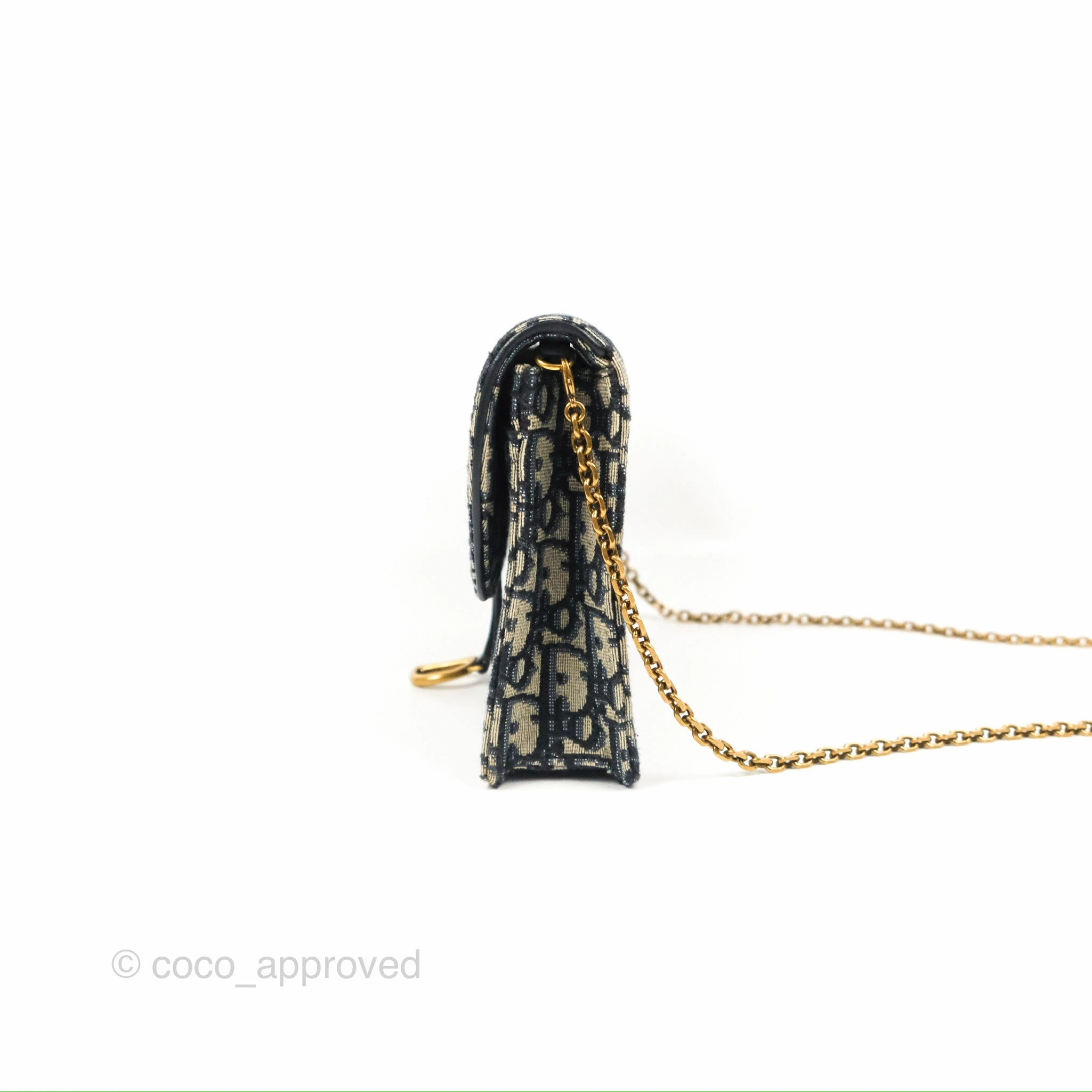 Christian Dior Saddle Chain Pouch Navy Oblique Jacquard