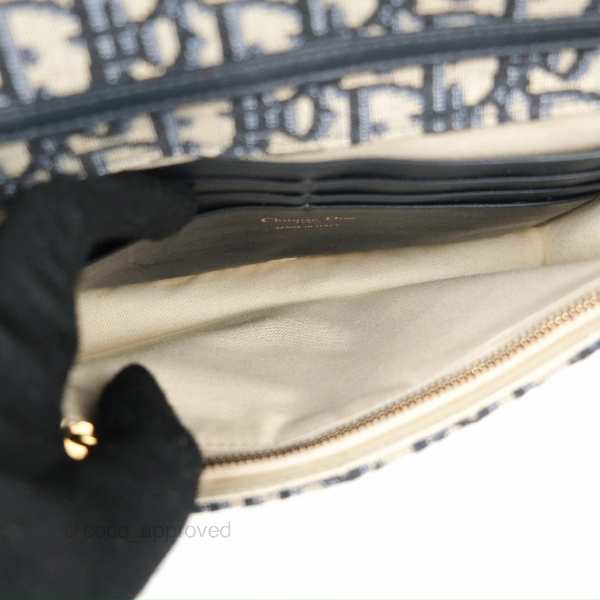 Christian Dior Saddle Chain Pouch Navy Oblique Jacquard