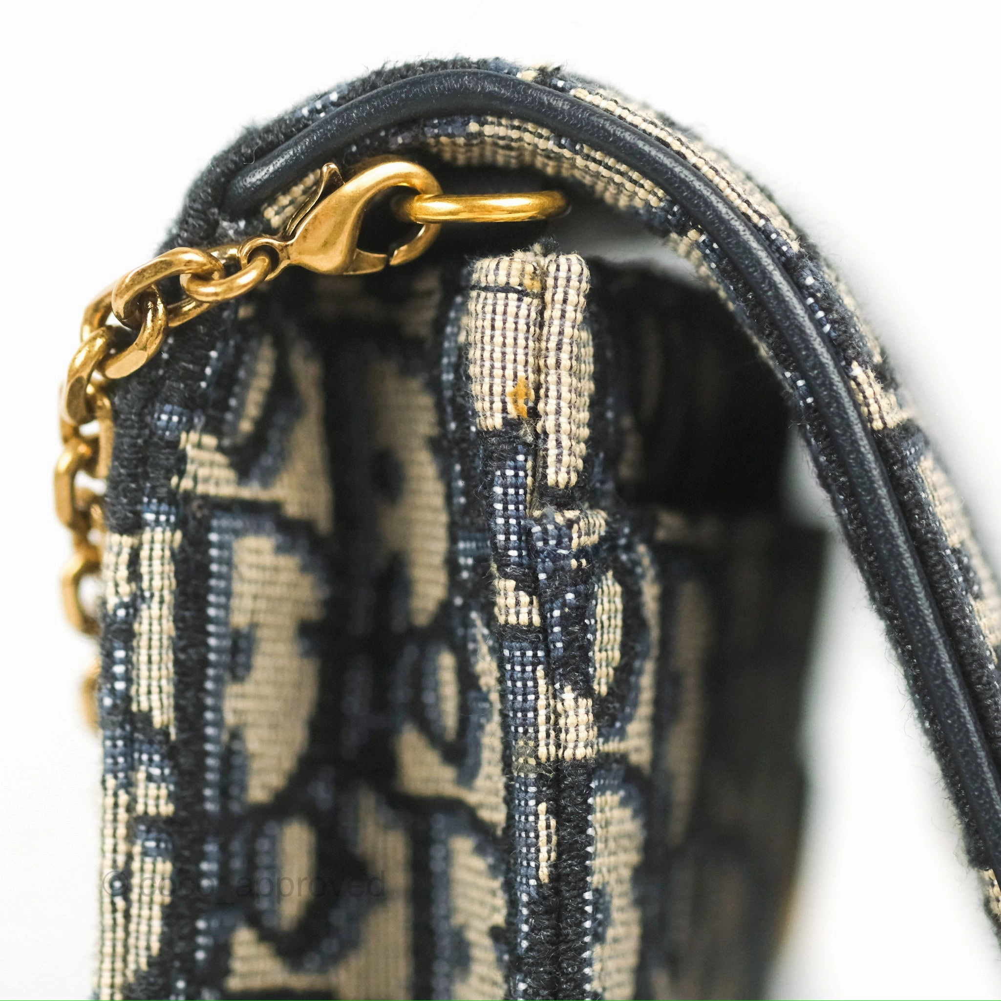 Christian Dior Saddle Chain Pouch Navy Oblique Jacquard