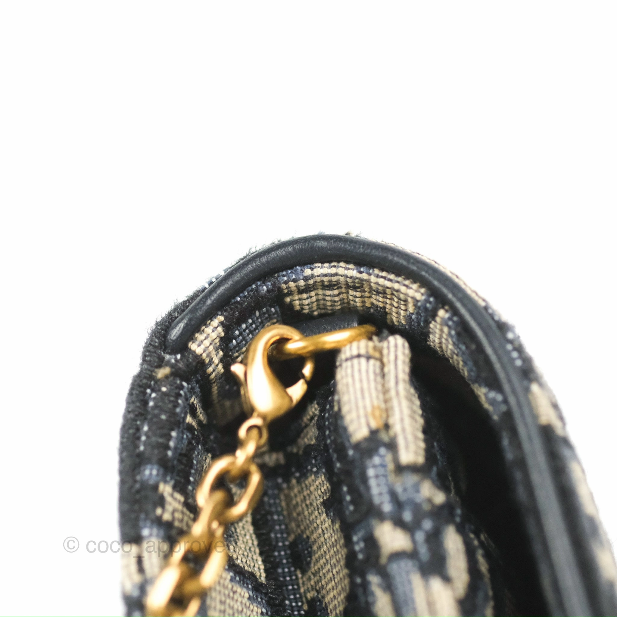 Christian Dior Saddle Chain Pouch Navy Oblique Jacquard