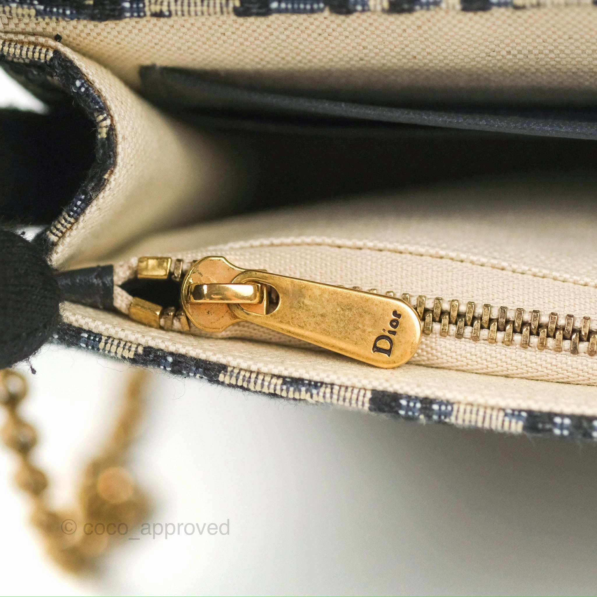 Christian Dior Saddle Chain Pouch Navy Oblique Jacquard