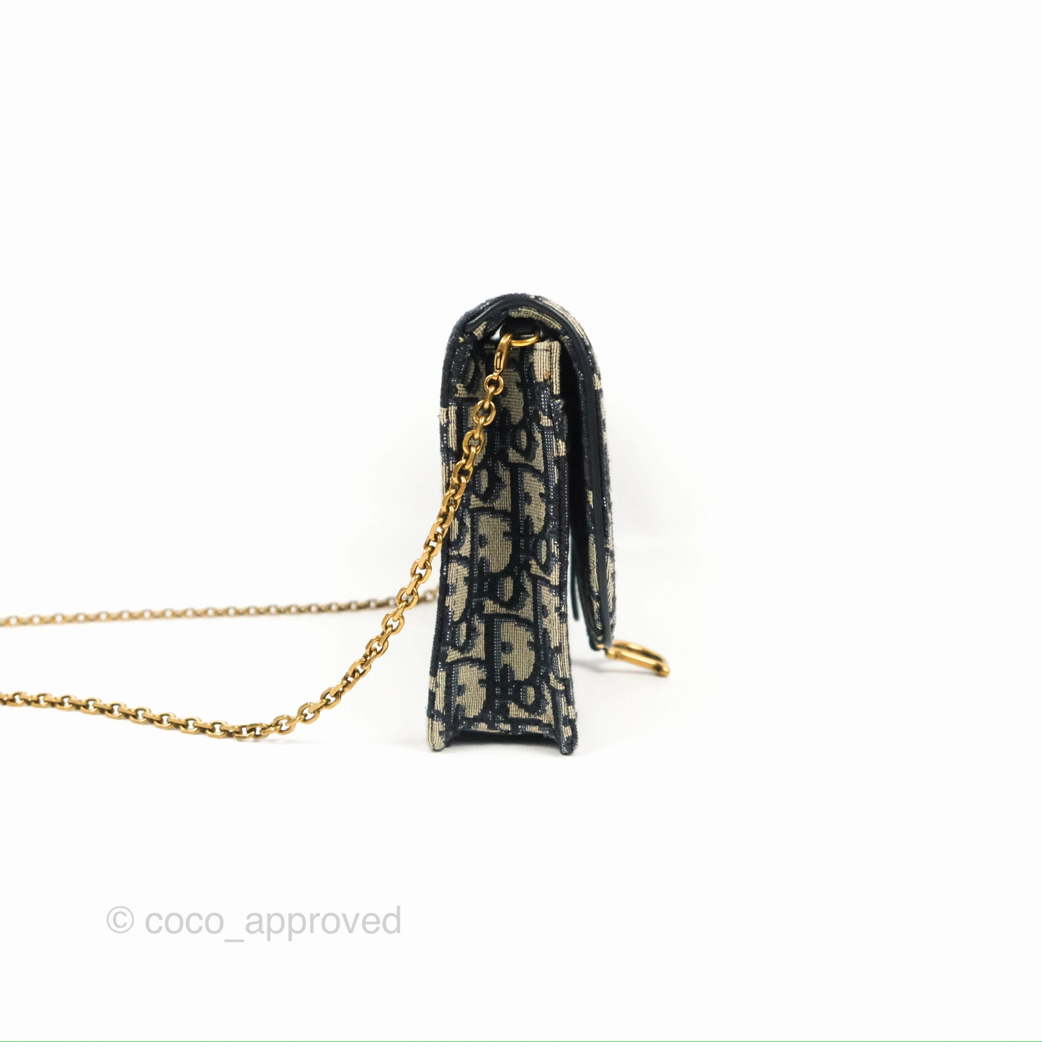 Christian Dior Saddle Chain Pouch Navy Oblique Jacquard