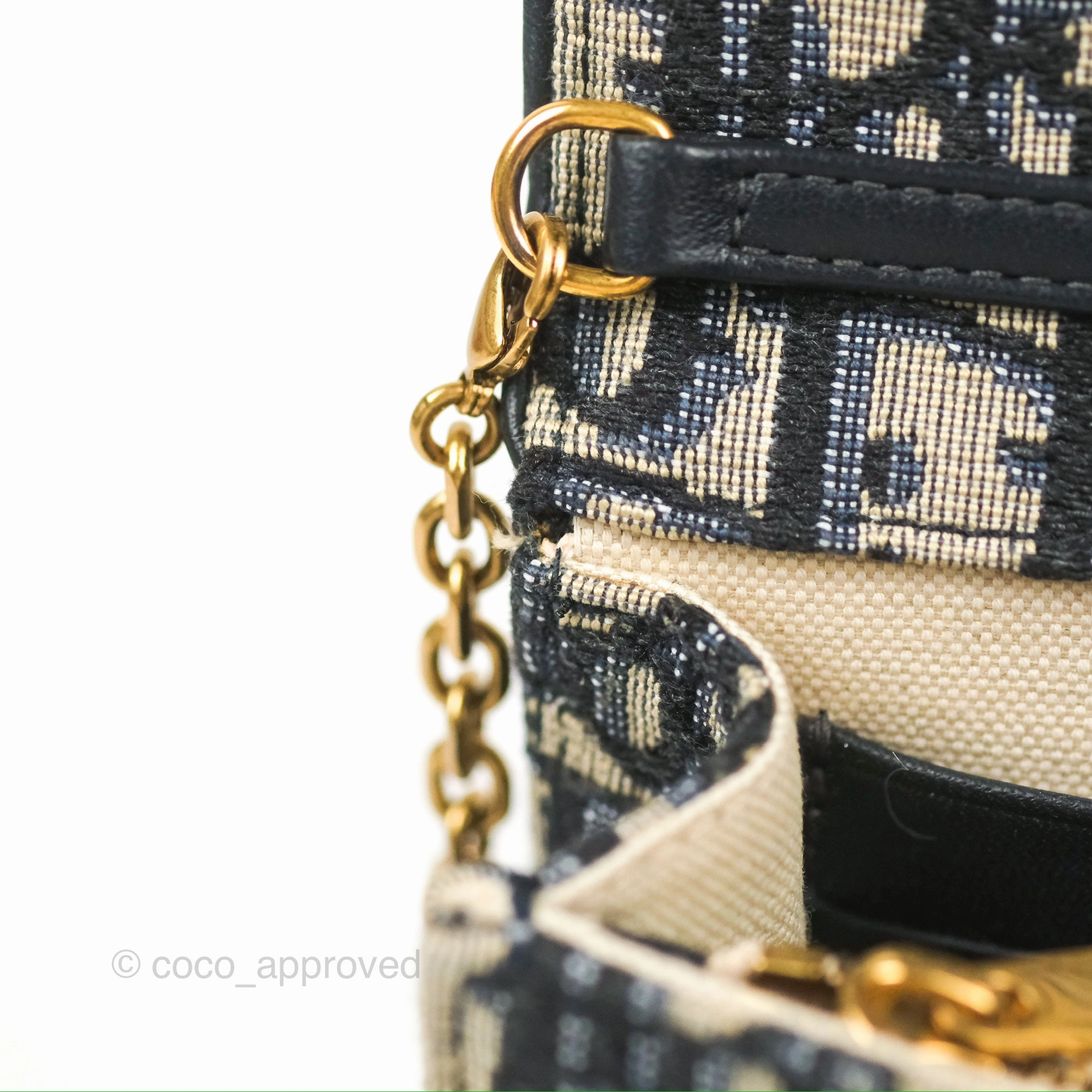 Christian Dior Saddle Chain Pouch Navy Oblique Jacquard