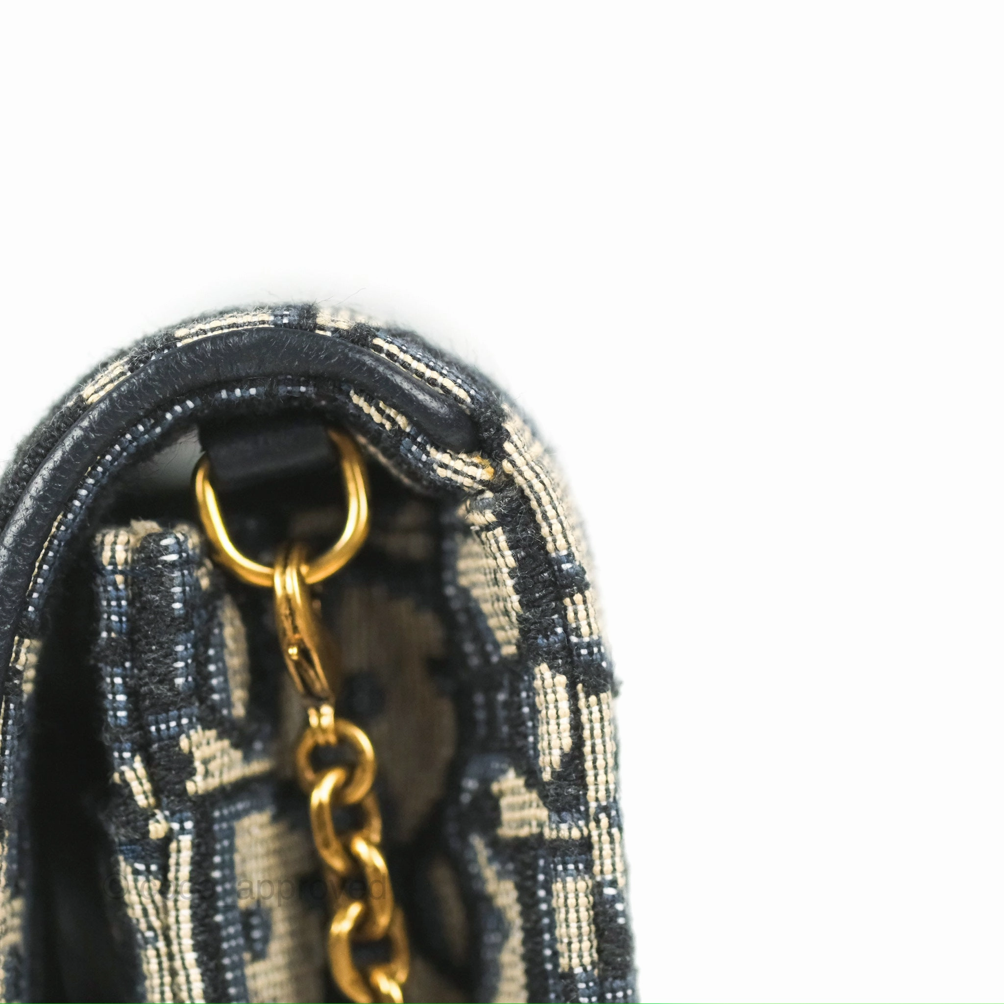 Christian Dior Saddle Chain Pouch Navy Oblique Jacquard