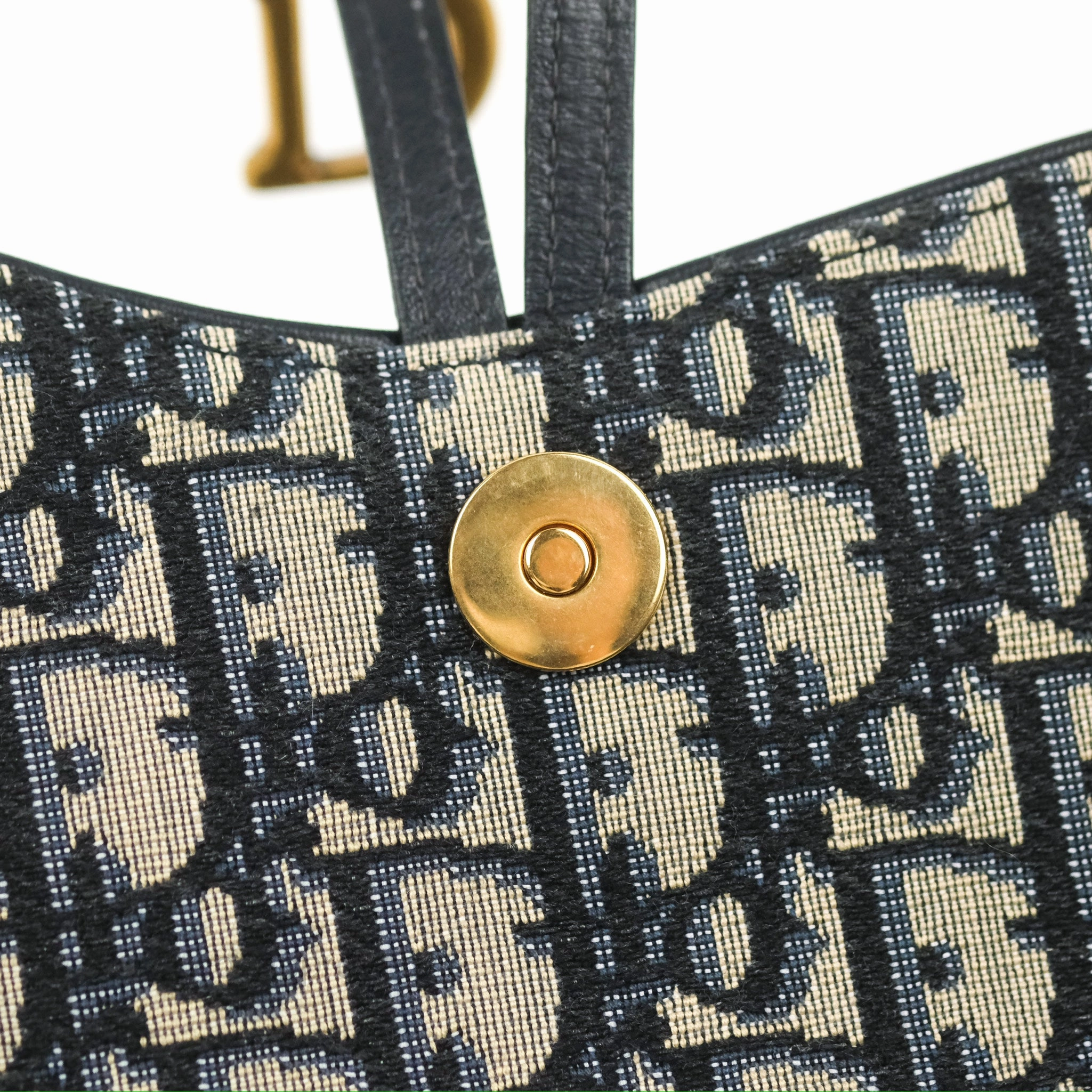 Christian Dior Saddle Chain Pouch Navy Oblique Jacquard