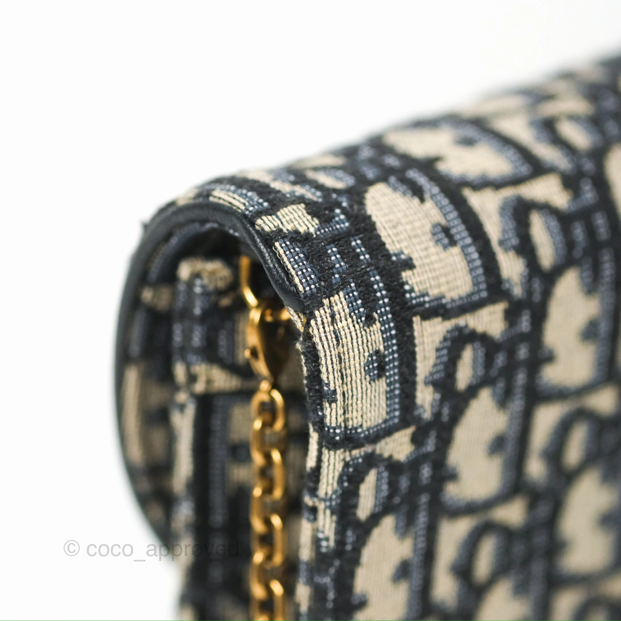 Christian Dior Saddle Chain Pouch Navy Oblique Jacquard