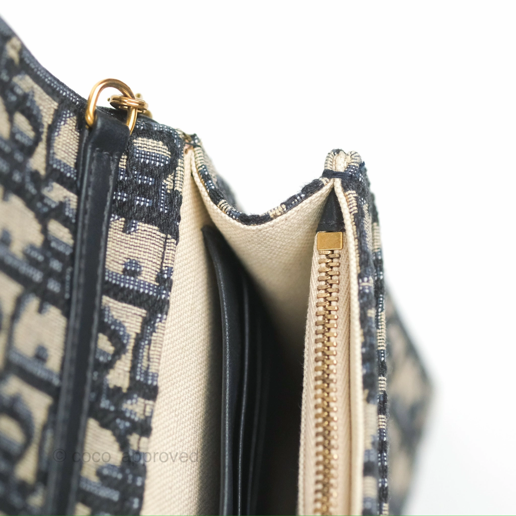 Christian Dior Saddle Chain Pouch Navy Oblique Jacquard