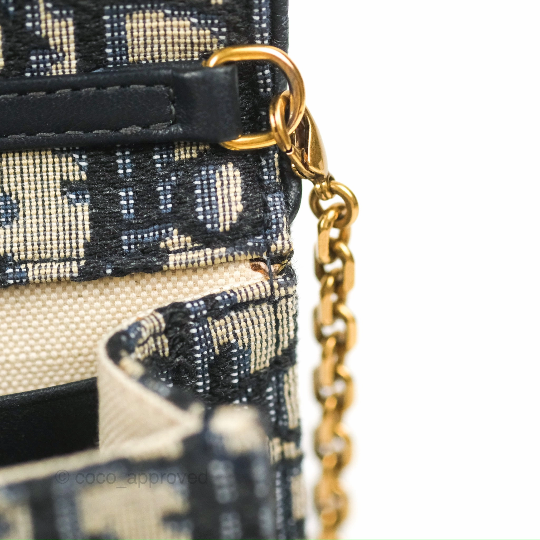 Christian Dior Saddle Chain Pouch Navy Oblique Jacquard