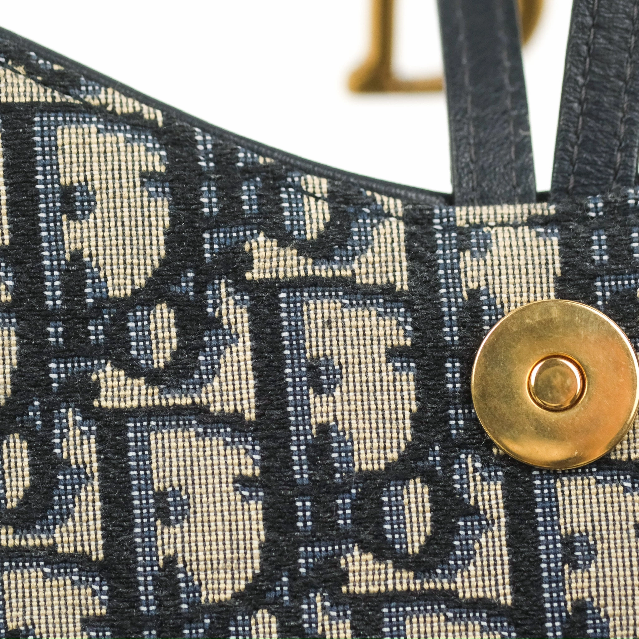 Christian Dior Saddle Chain Pouch Navy Oblique Jacquard