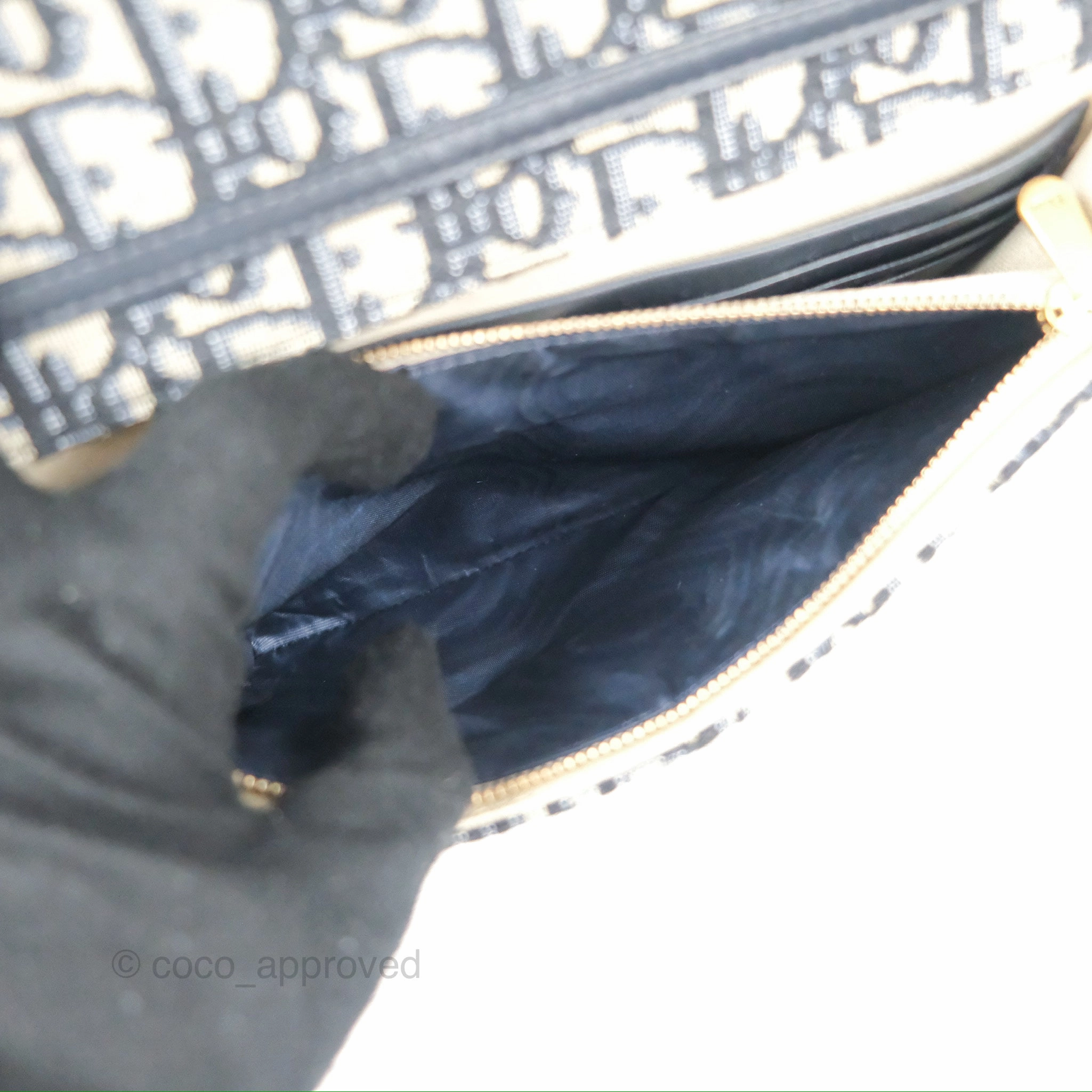 Christian Dior Saddle Chain Pouch Navy Oblique Jacquard