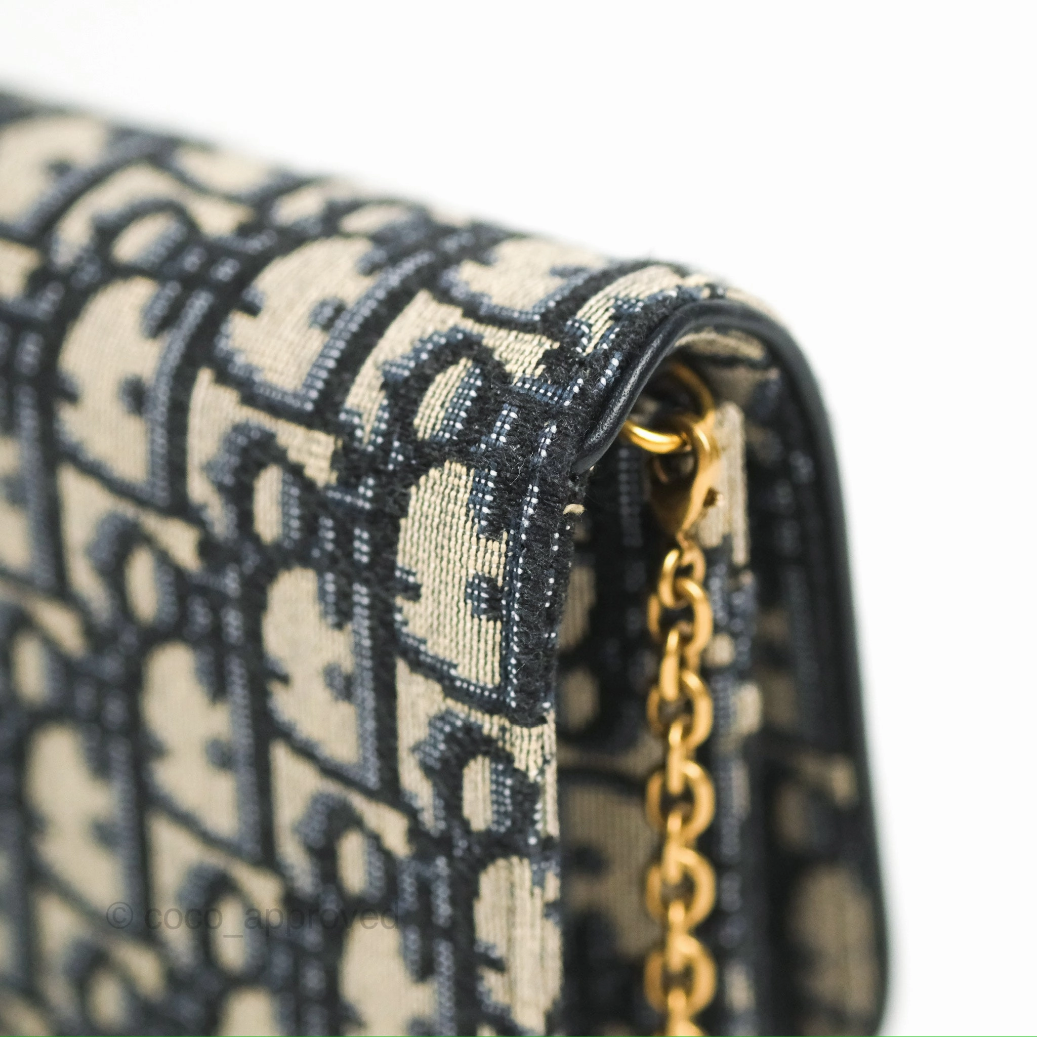 Christian Dior Saddle Chain Pouch Navy Oblique Jacquard