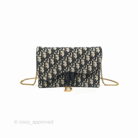 Christian Dior Saddle Chain Pouch Navy Oblique Jacquard