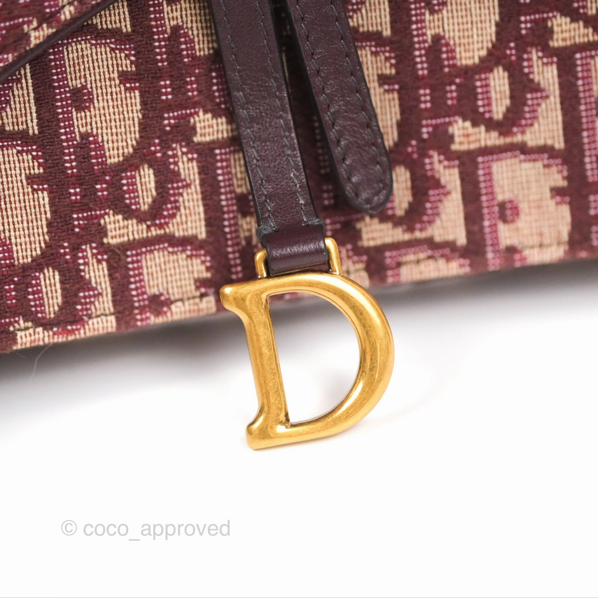 Christian Dior Saddle Chain Pouch Red Oblique Jacquard