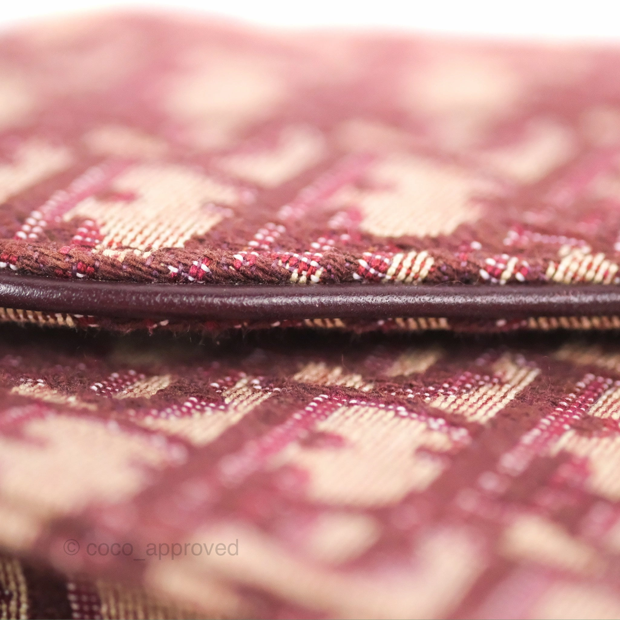 Christian Dior Saddle Chain Pouch Red Oblique Jacquard