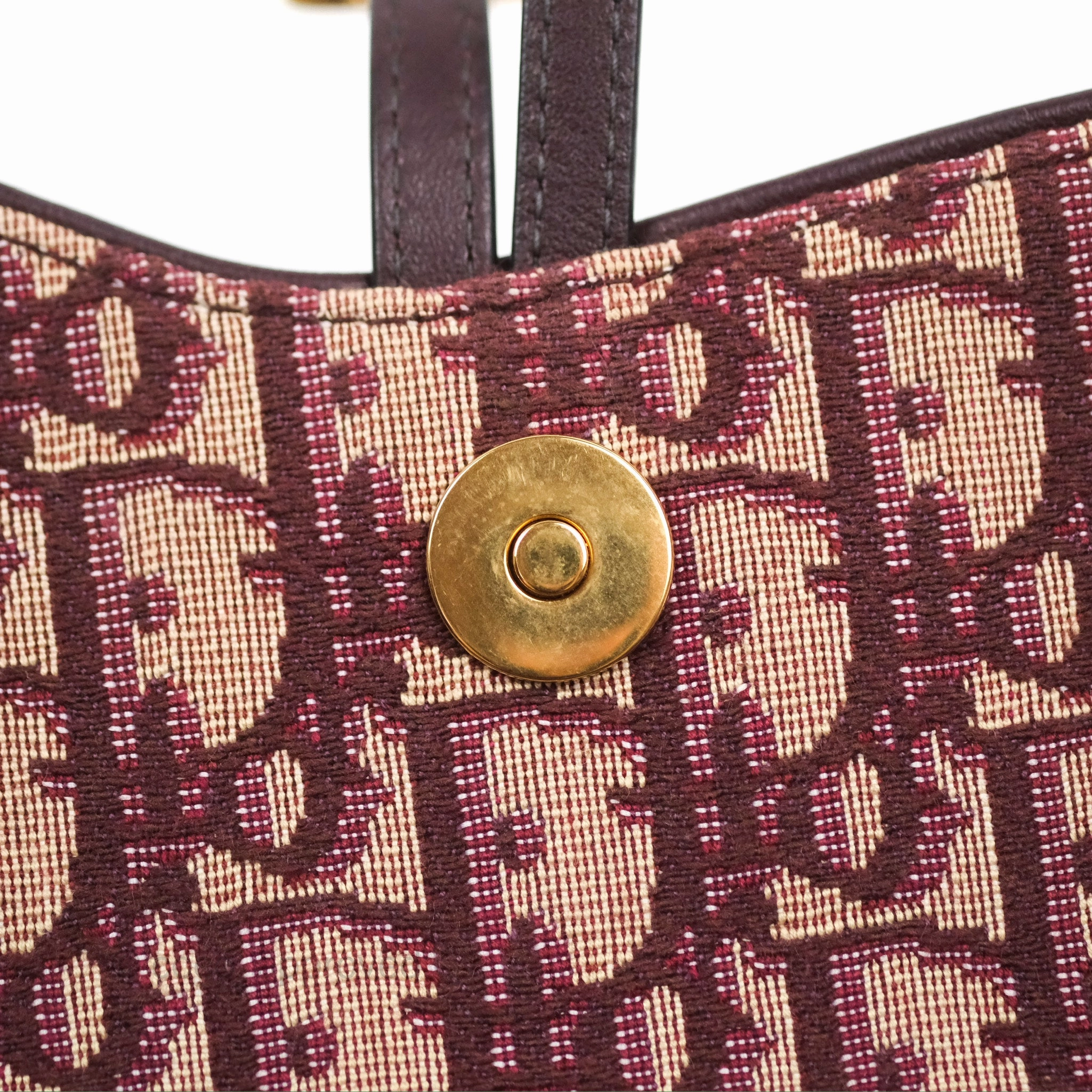 Christian Dior Saddle Chain Pouch Red Oblique Jacquard