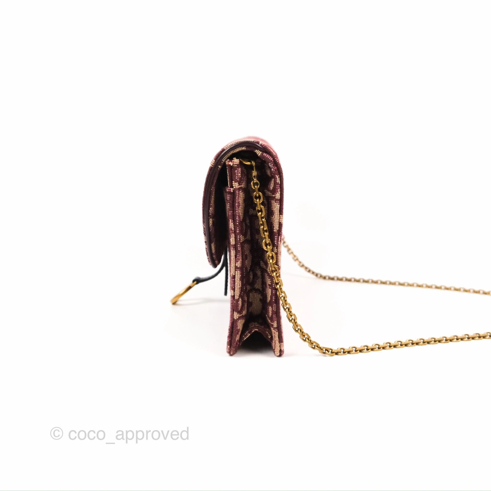 Christian Dior Saddle Chain Pouch Red Oblique Jacquard
