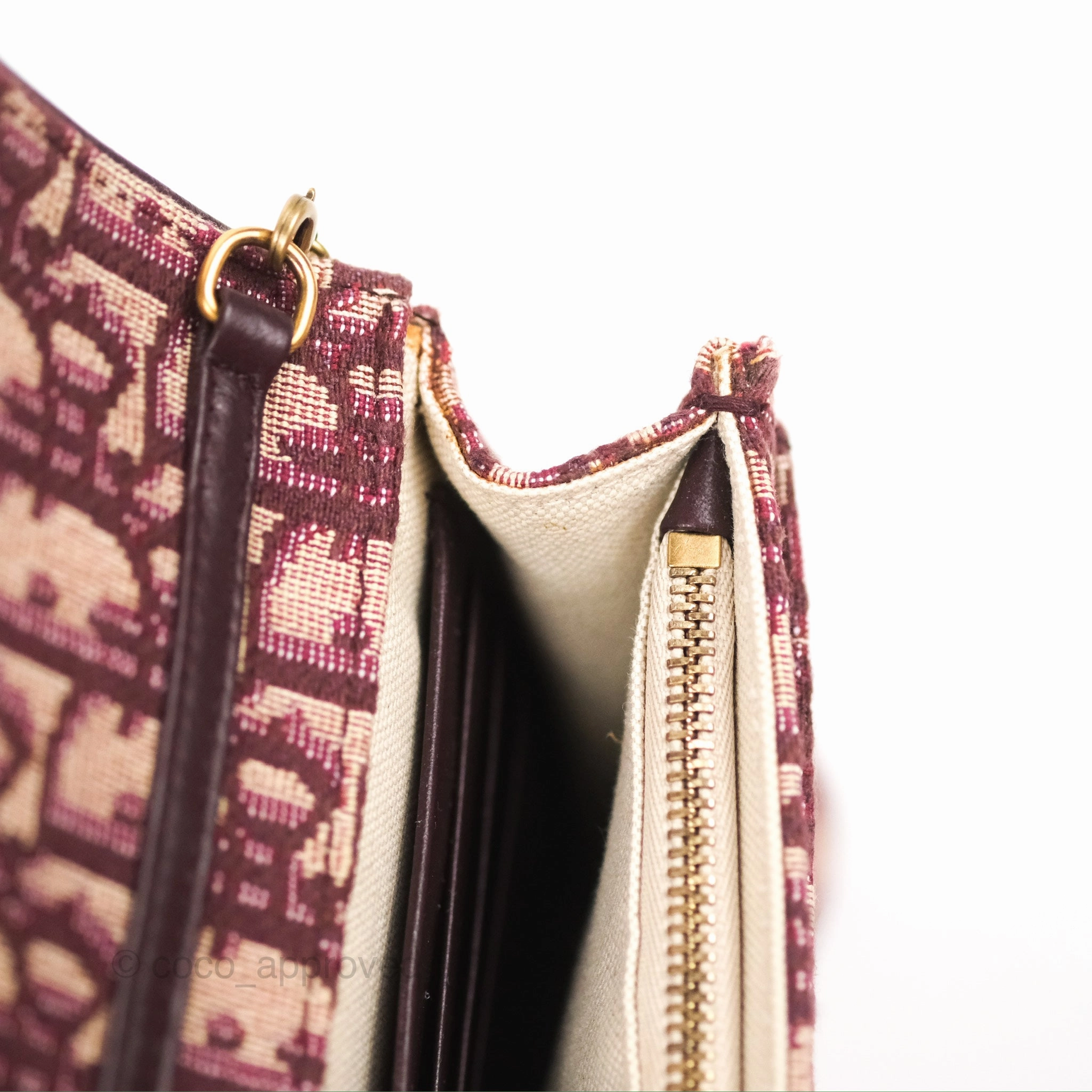 Christian Dior Saddle Chain Pouch Red Oblique Jacquard