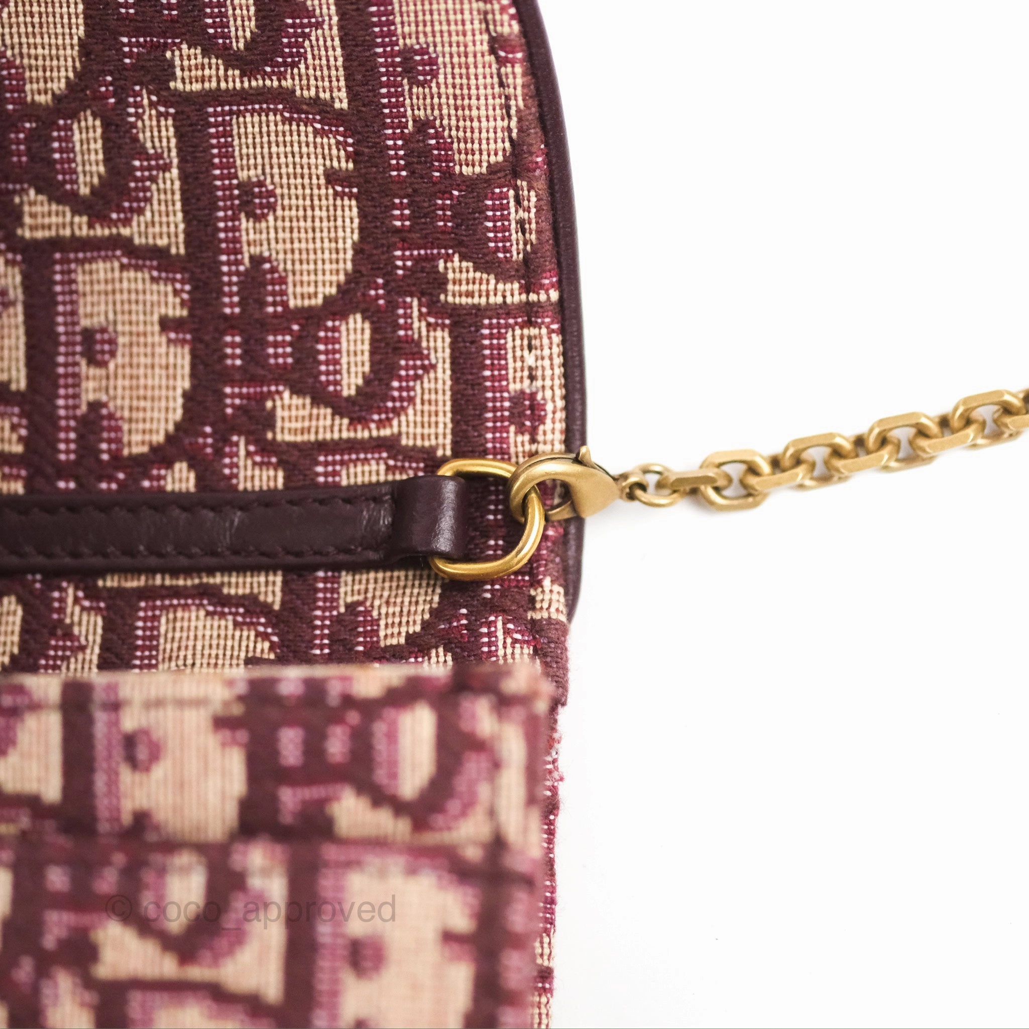 Christian Dior Saddle Chain Pouch Red Oblique Jacquard