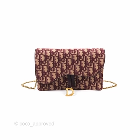 Christian Dior Saddle Chain Pouch Red Oblique Jacquard