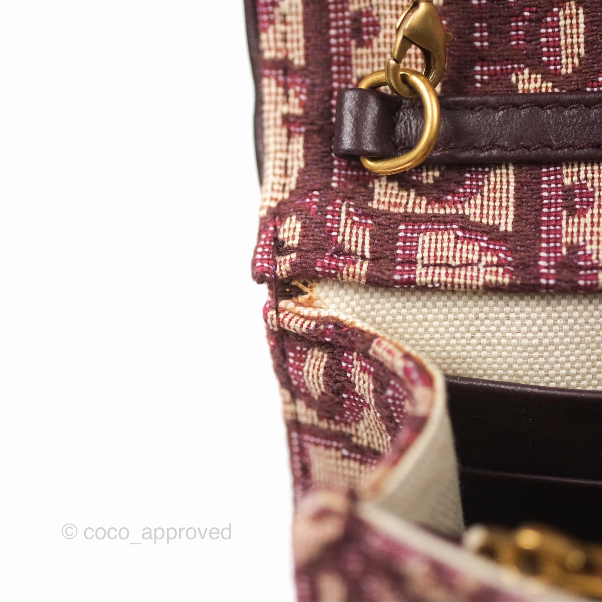 Christian Dior Saddle Chain Pouch Red Oblique Jacquard