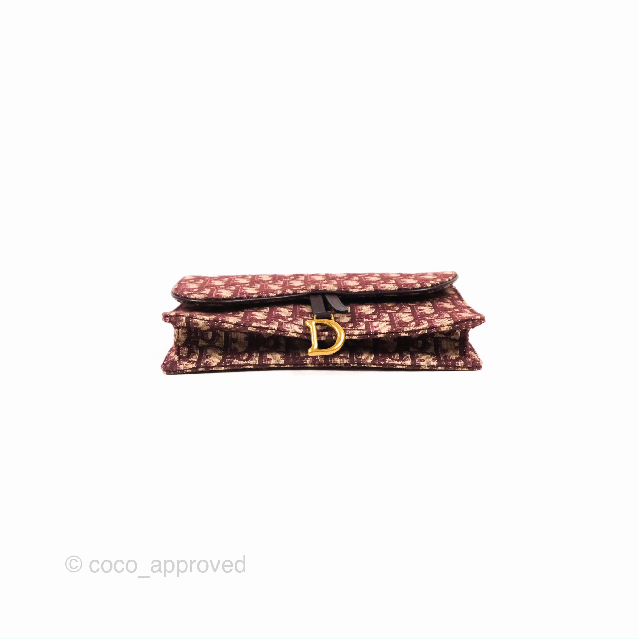 Christian Dior Saddle Chain Pouch Red Oblique Jacquard