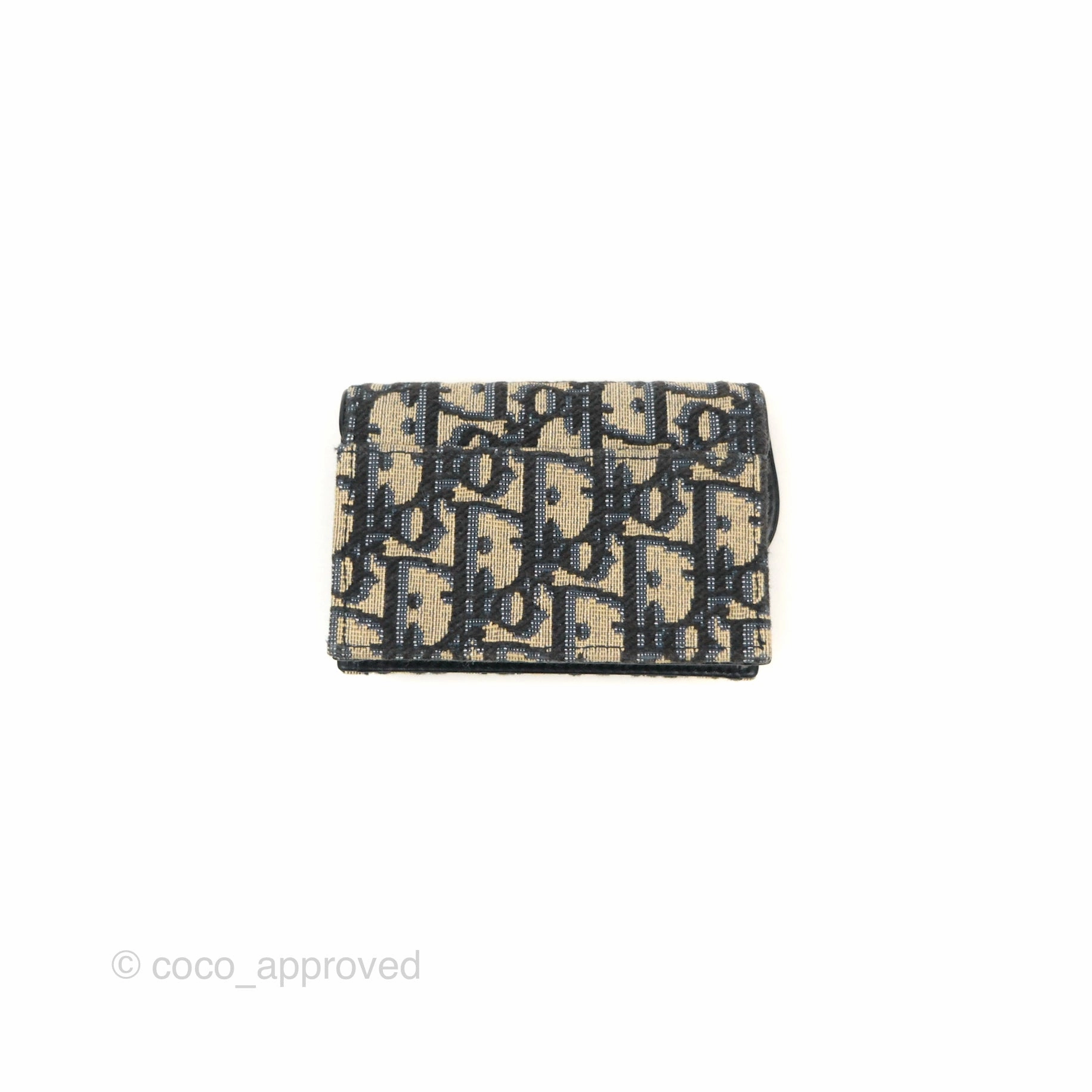 Christian Dior Saddle Flap Card Holder Blue Dior Oblique Jacquard
