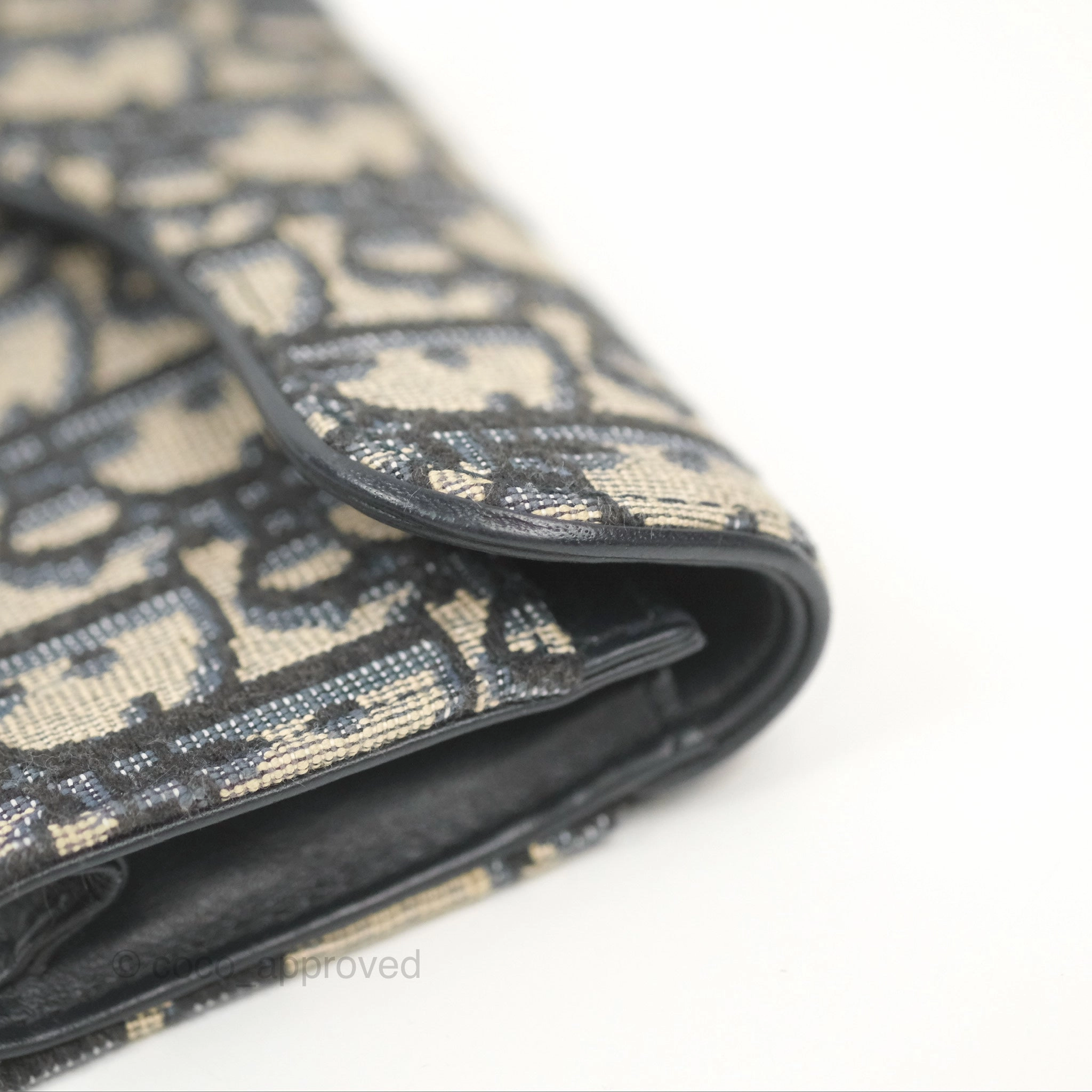 Christian Dior Saddle Flap Card Holder Blue Dior Oblique Jacquard