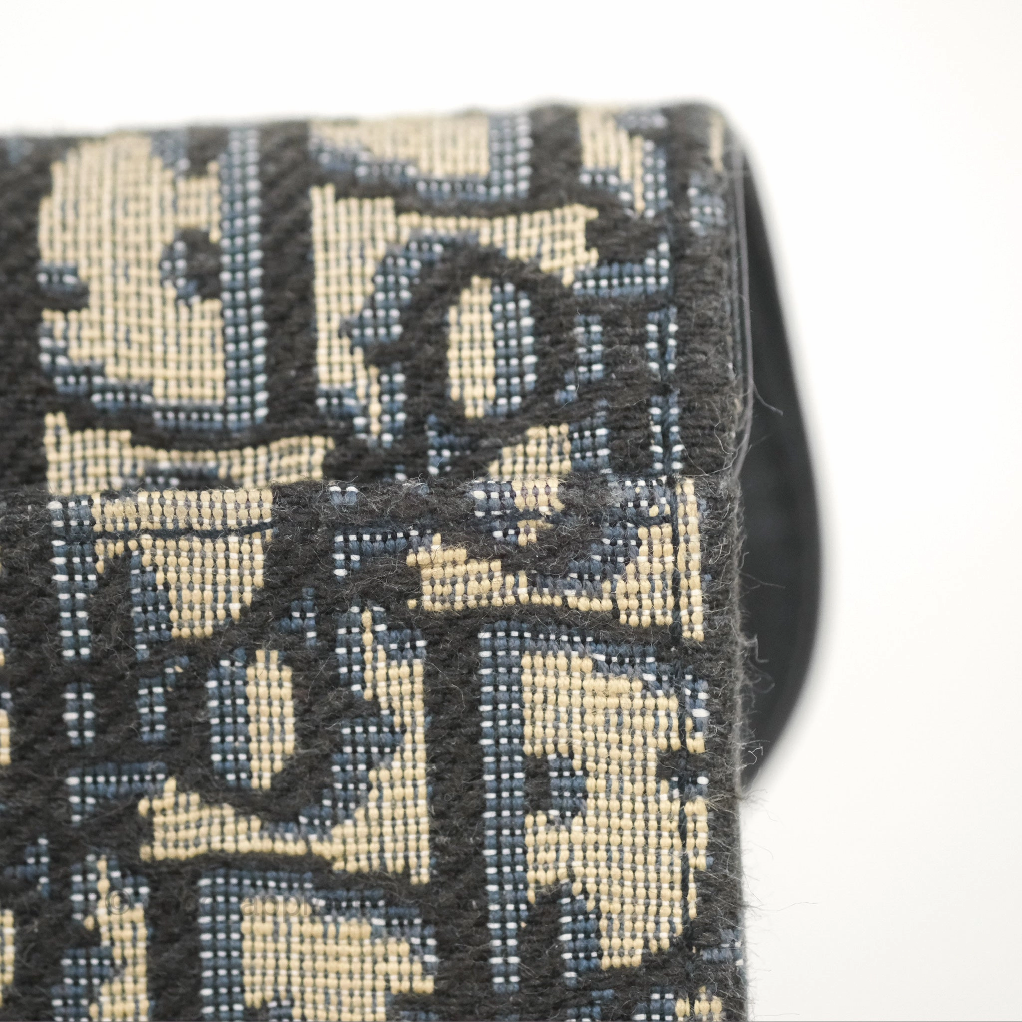 Christian Dior Saddle Flap Card Holder Blue Dior Oblique Jacquard