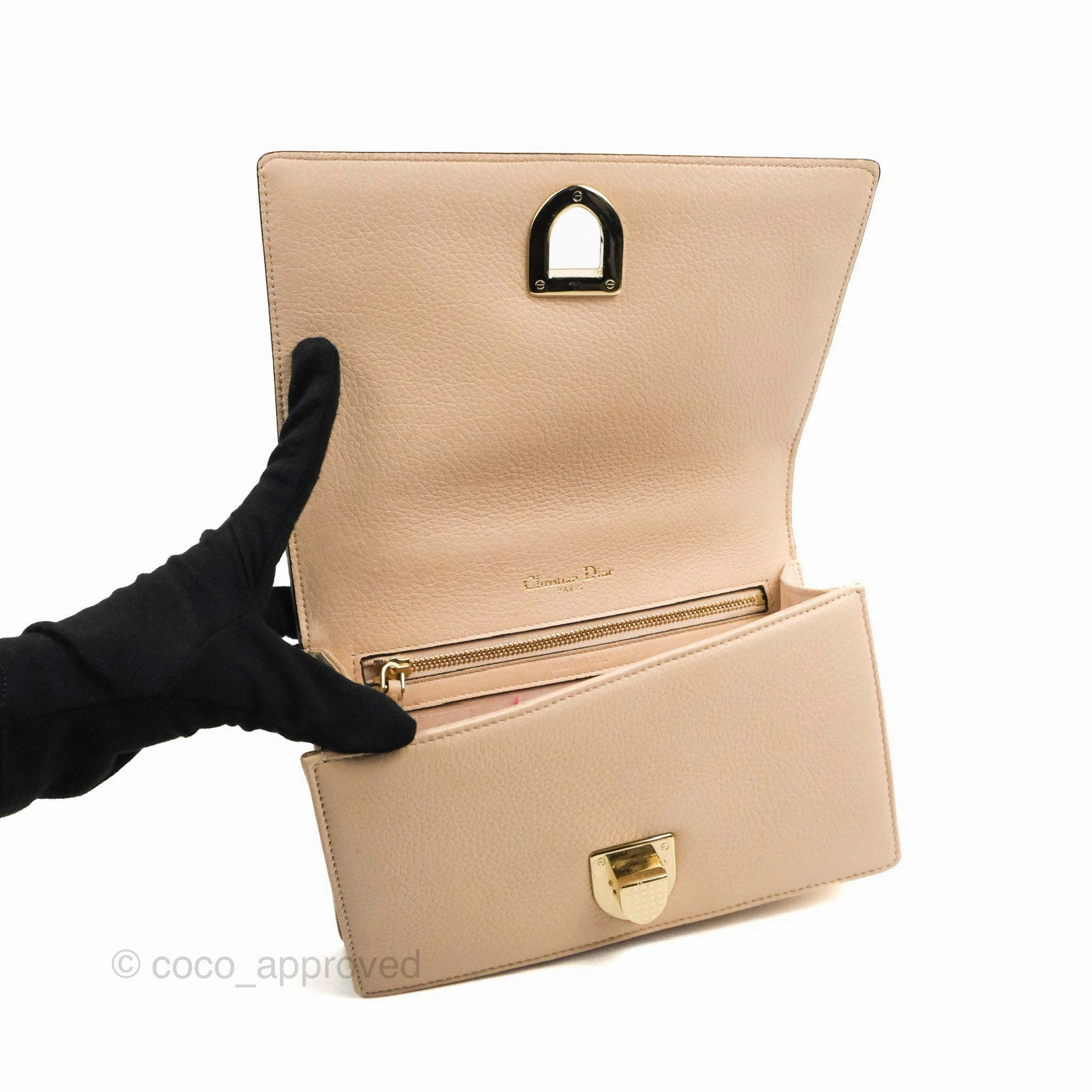 Christian Dior Small Diorama Calfskin Flap Bag Nude Pink Gold Hardware