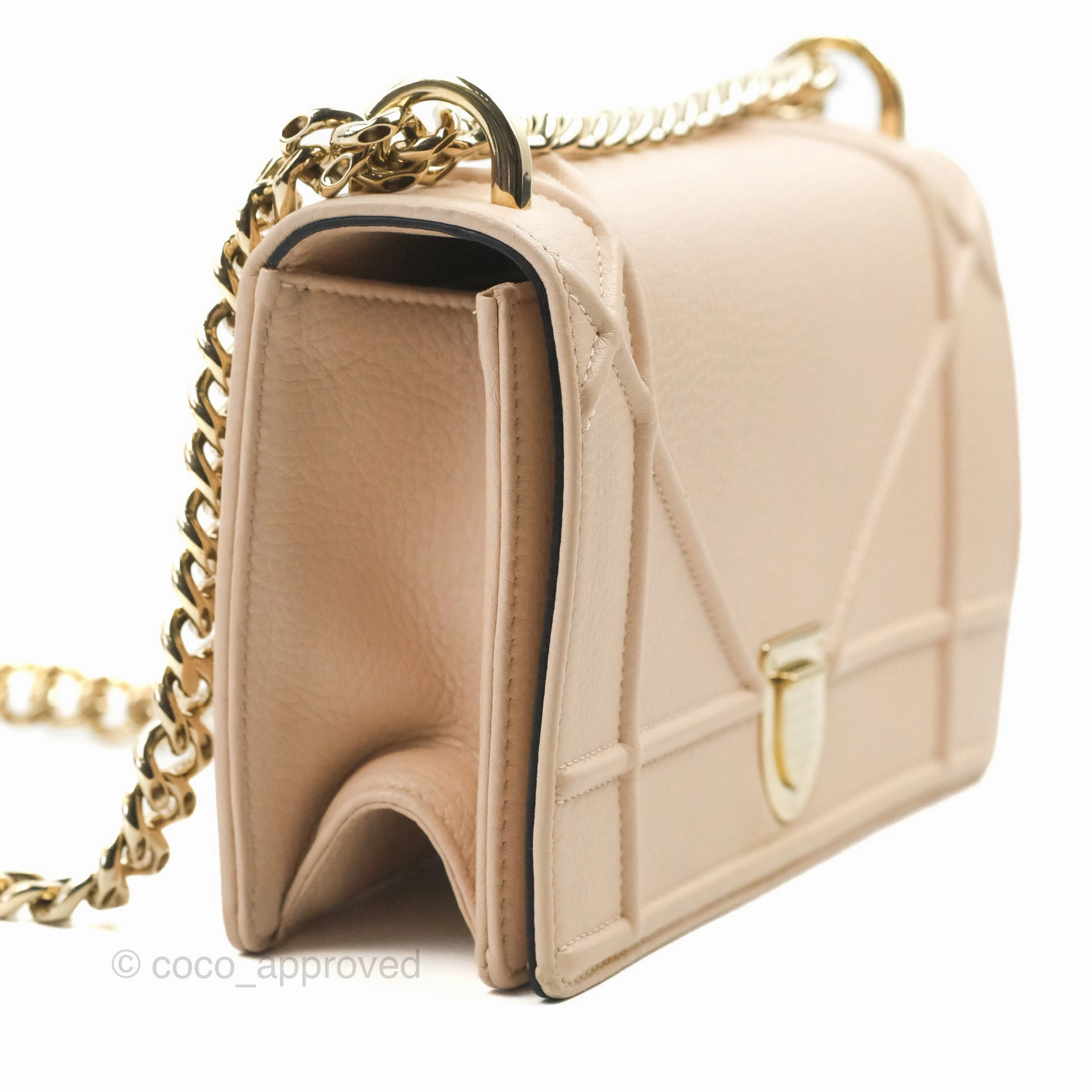 Christian Dior Small Diorama Calfskin Flap Bag Nude Pink Gold Hardware