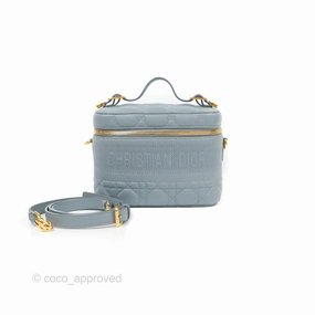 Christian Dior Small Diortravel Vanity Case Cloud Blue Lambskin Cannage