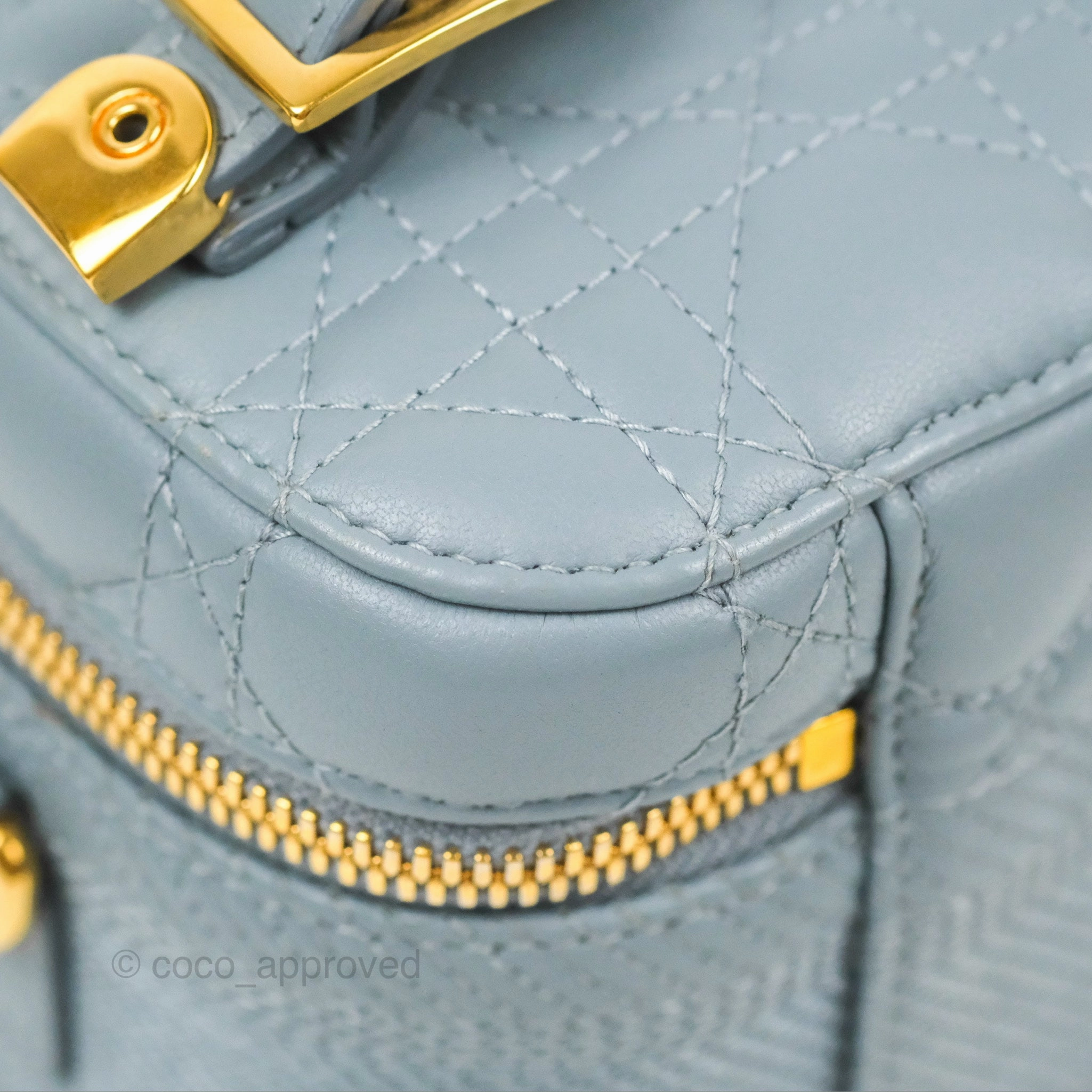 Christian Dior Small Diortravel Vanity Case Cloud Blue Lambskin Cannage
