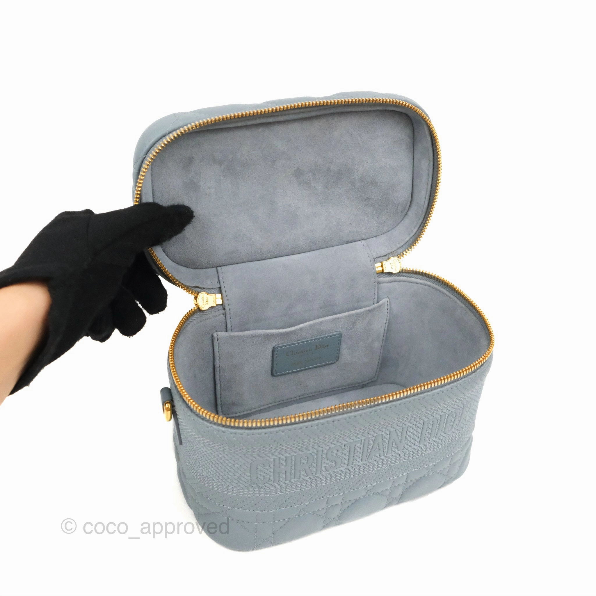 Christian Dior Small Diortravel Vanity Case Cloud Blue Lambskin Cannage