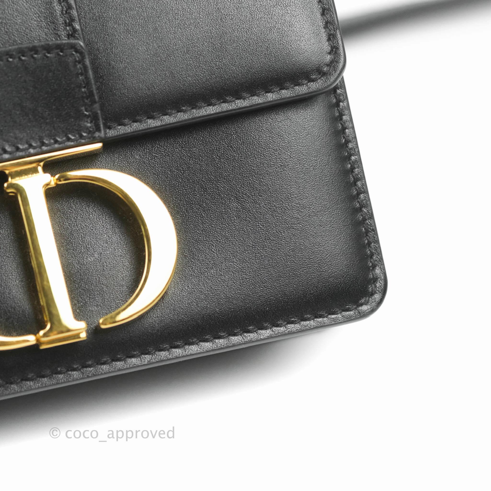 Christian Dior Smooth Calfskin Micro 30 Montaigne Flap Bag Black Gold Hardware