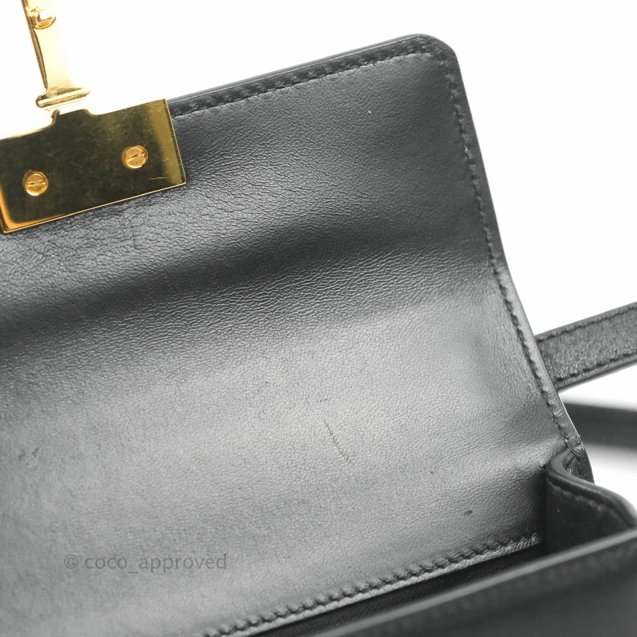 Christian Dior Smooth Calfskin Micro 30 Montaigne Flap Bag Black Gold Hardware