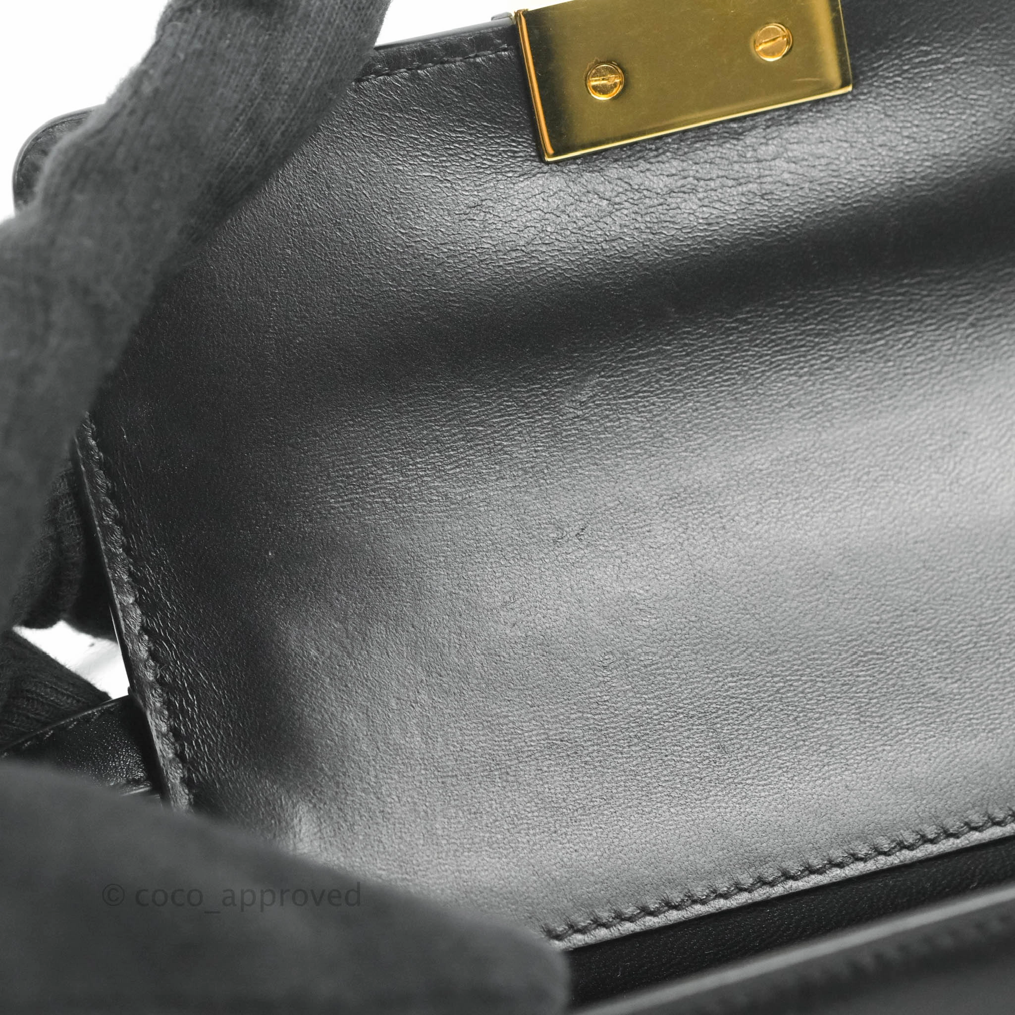 Christian Dior Smooth Calfskin Micro 30 Montaigne Flap Bag Black Gold Hardware