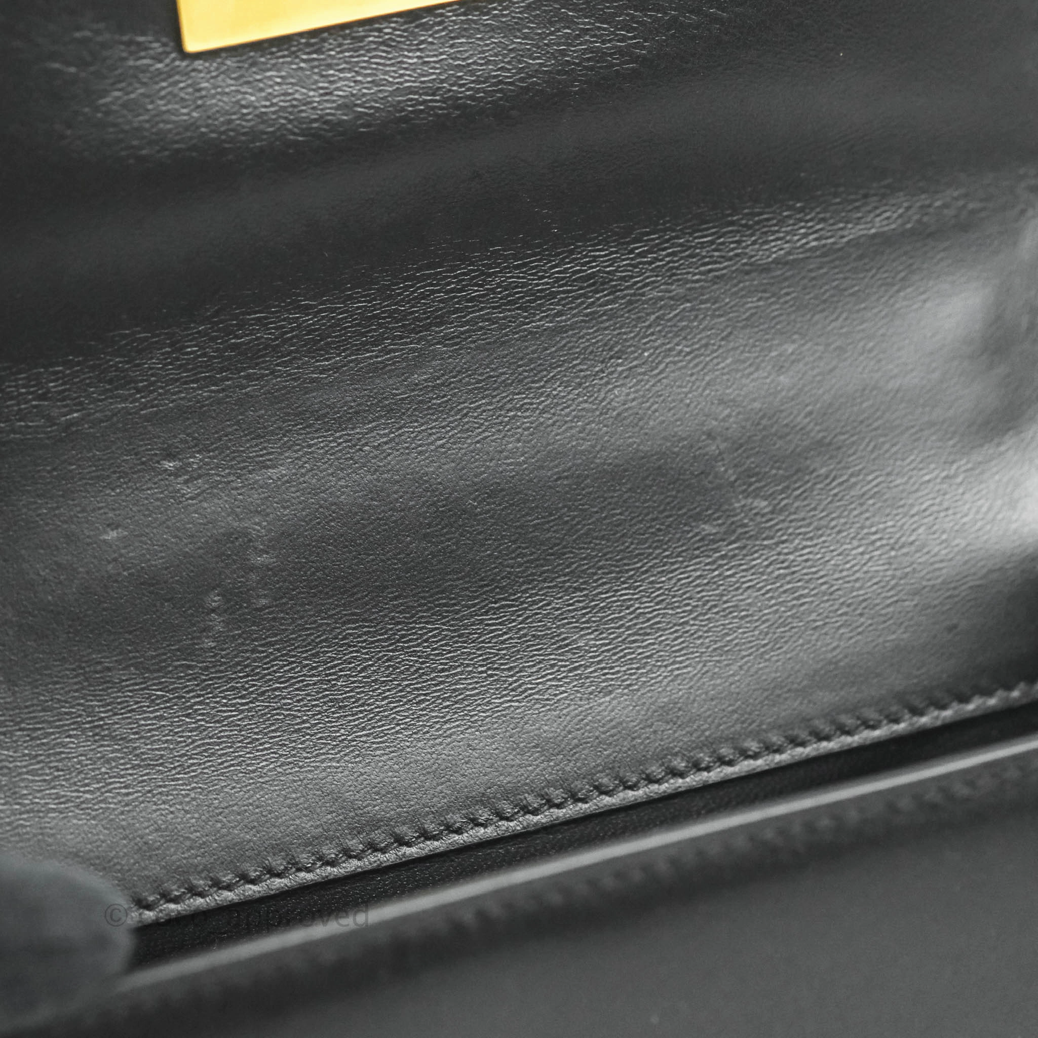 Christian Dior Smooth Calfskin Micro 30 Montaigne Flap Bag Black Gold Hardware