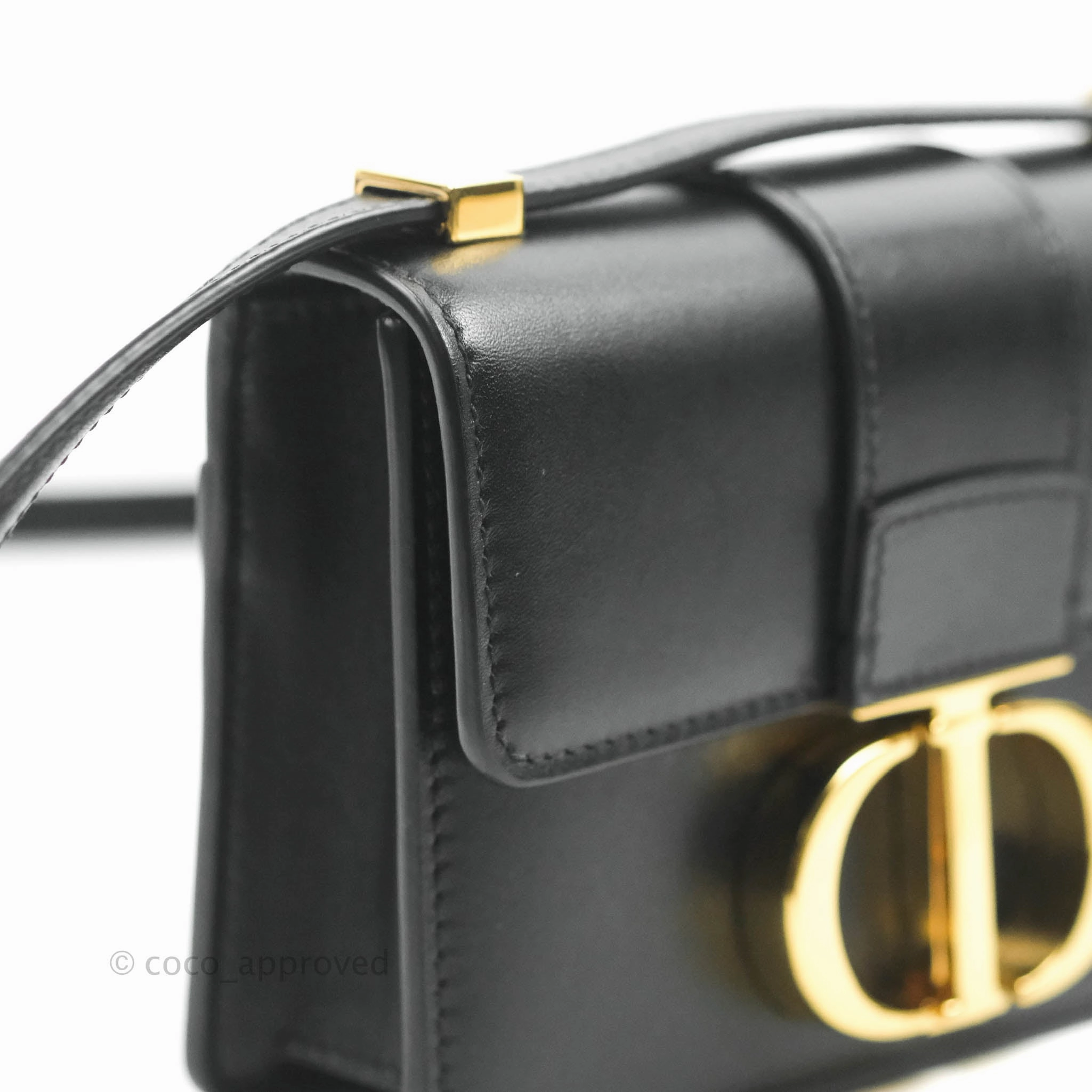 Christian Dior Smooth Calfskin Micro 30 Montaigne Flap Bag Black Gold Hardware