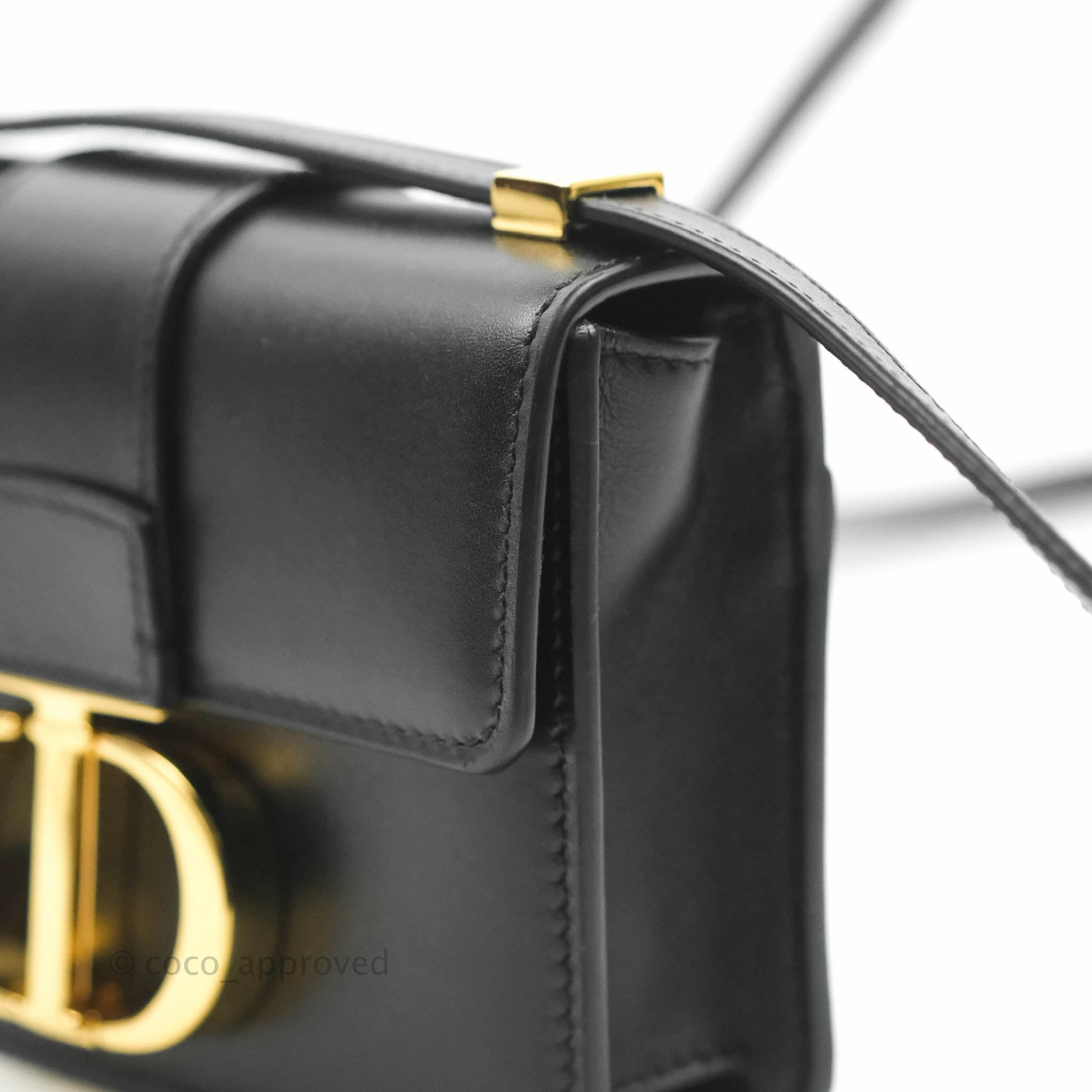 Christian Dior Smooth Calfskin Micro 30 Montaigne Flap Bag Black Gold Hardware