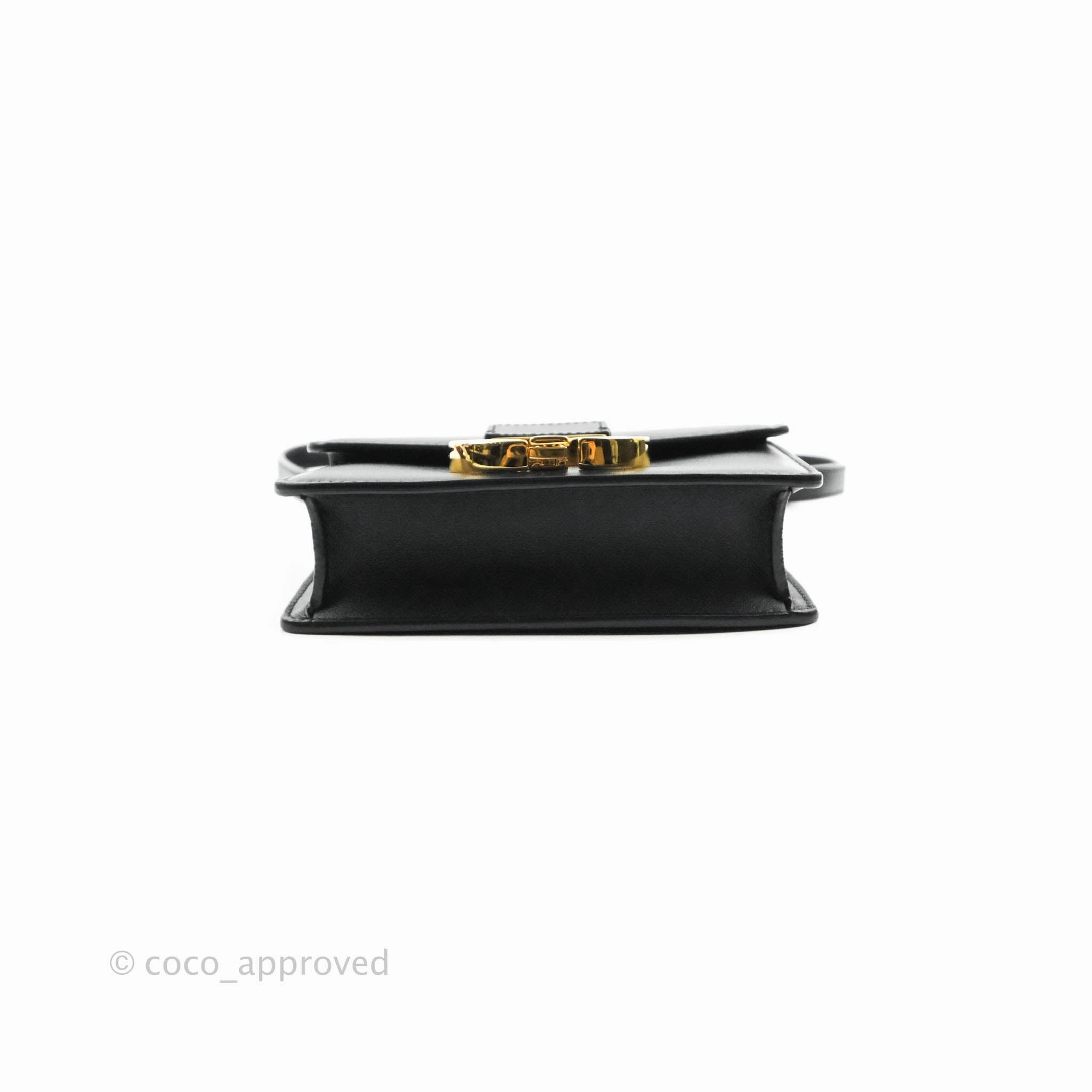 Christian Dior Smooth Calfskin Micro 30 Montaigne Flap Bag Black Gold Hardware