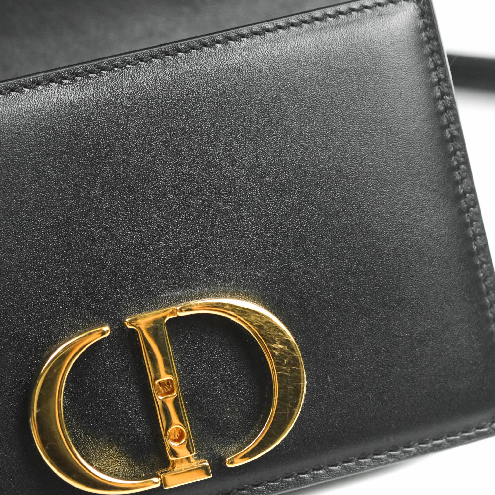 Christian Dior Smooth Calfskin Micro 30 Montaigne Flap Bag Black Gold Hardware