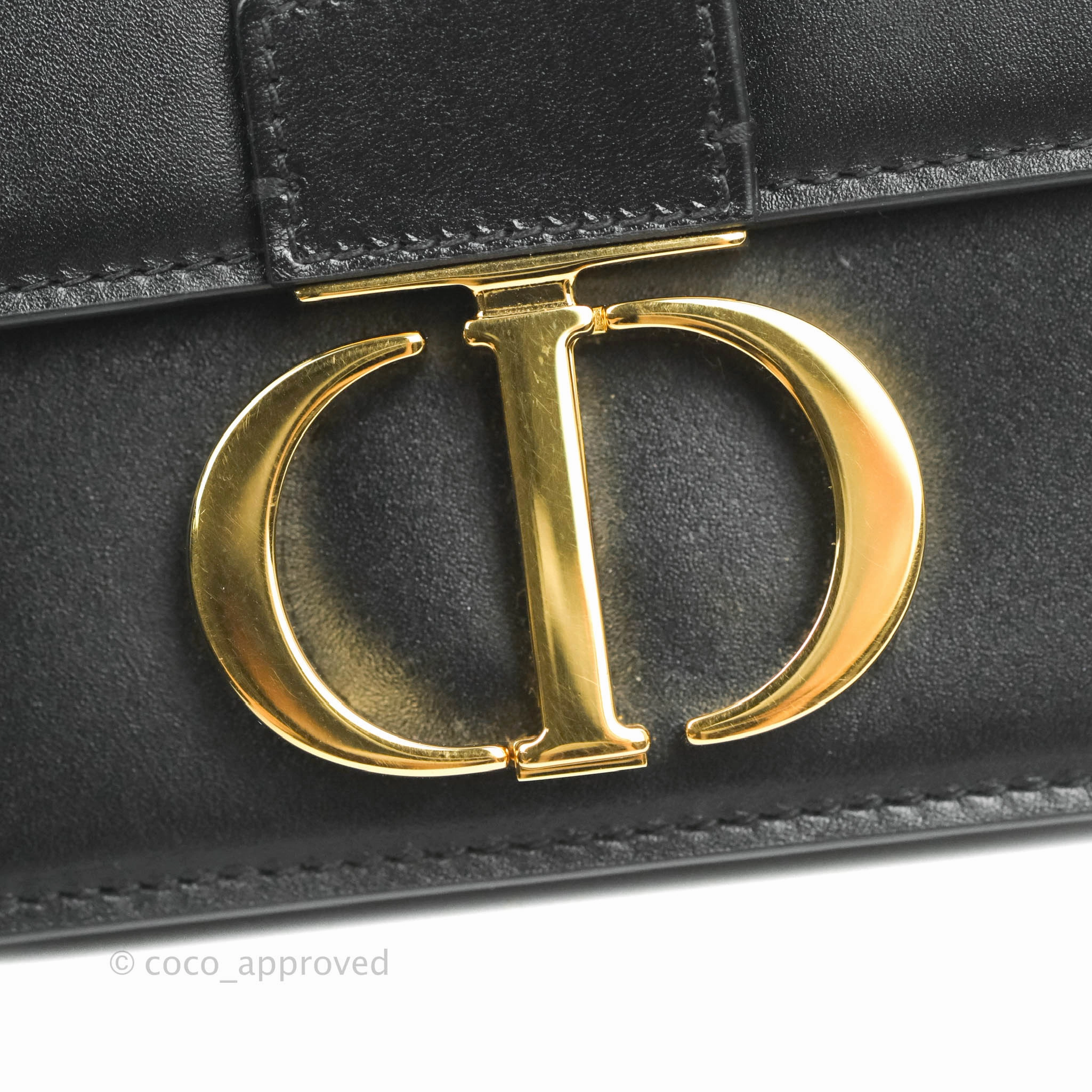 Christian Dior Smooth Calfskin Micro 30 Montaigne Flap Bag Black Gold Hardware