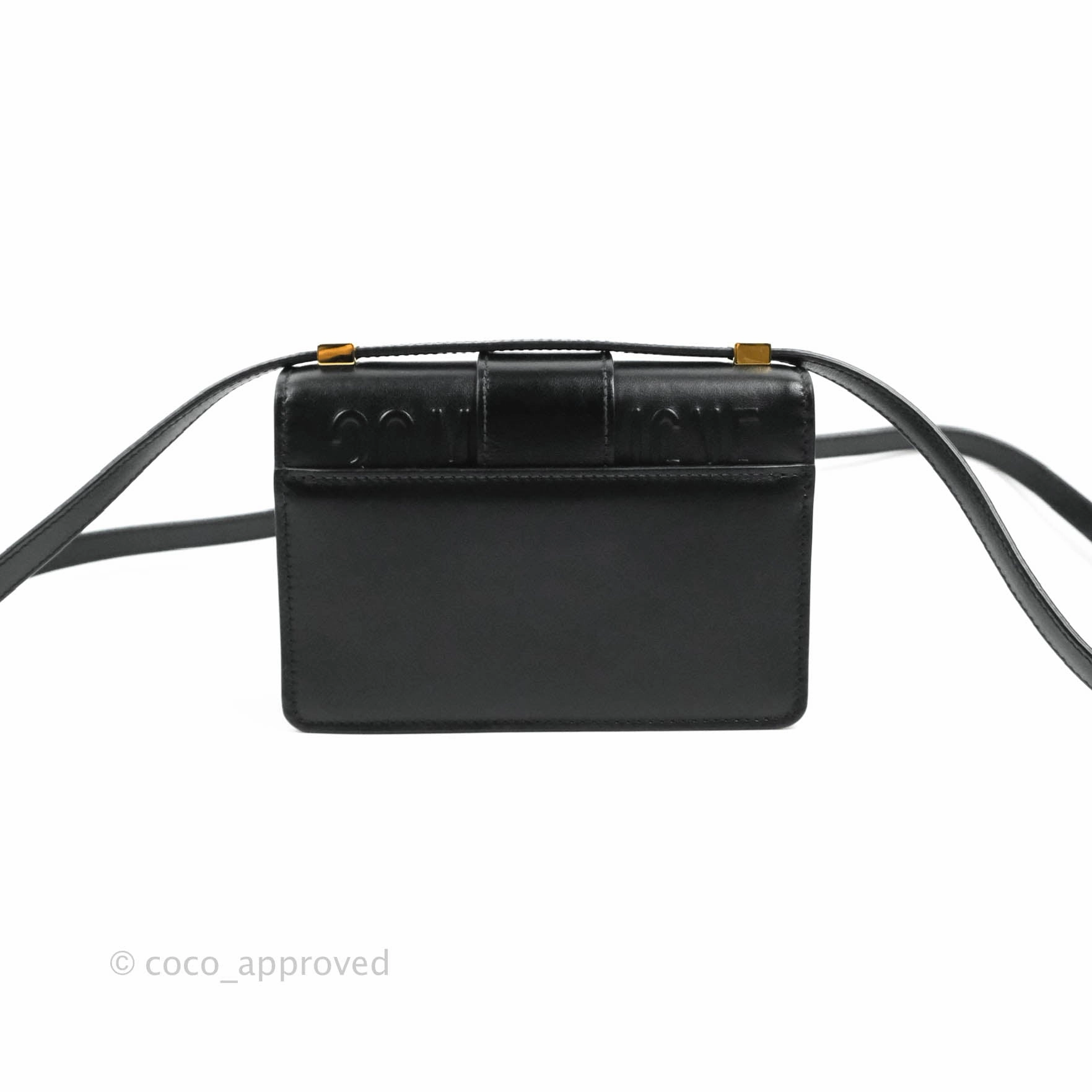 Christian Dior Smooth Calfskin Micro 30 Montaigne Flap Bag Black Gold Hardware