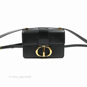 Christian Dior Smooth Calfskin Micro 30 Montaigne Flap Bag Black Gold Hardware