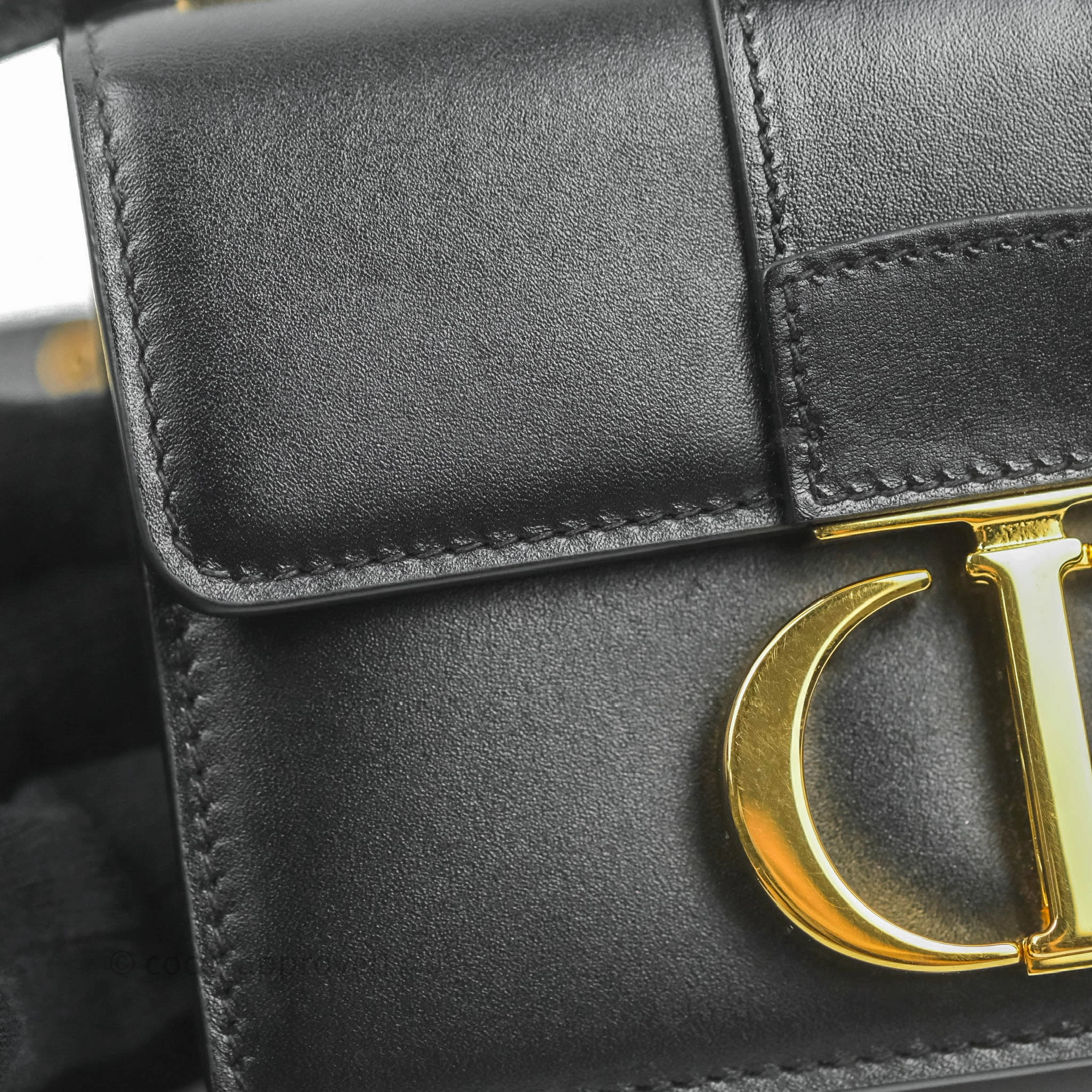 Christian Dior Smooth Calfskin Micro 30 Montaigne Flap Bag Black Gold Hardware