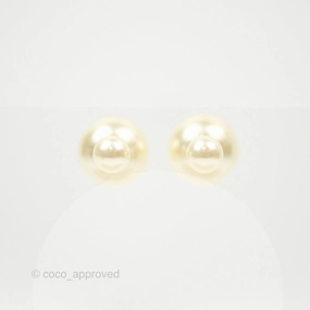 Christian Dior Tribales Pearl Earrings Gold Tone