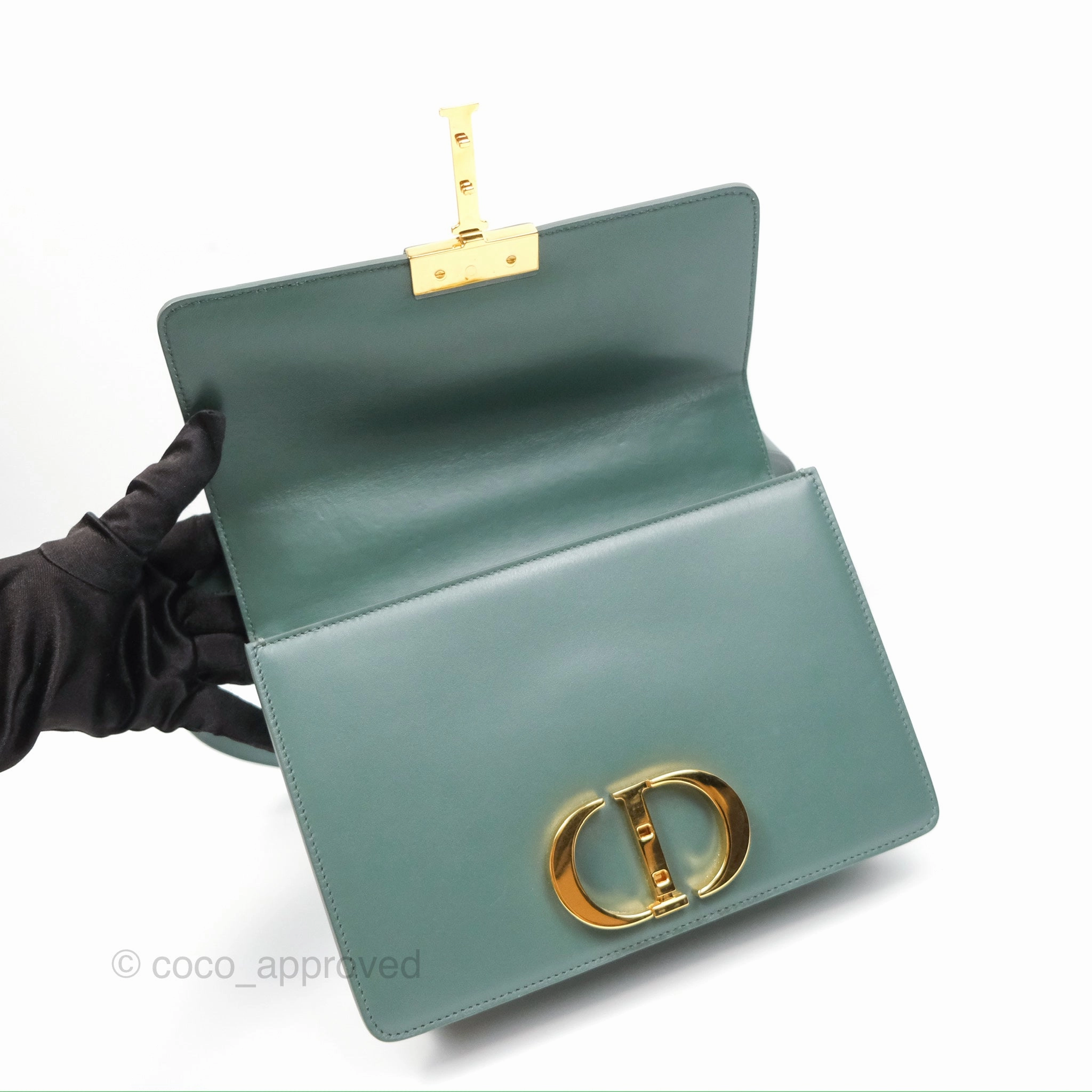 Dior 30 Montaigne Bag Teal Green Box Calfskin